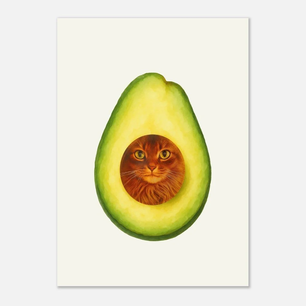 Funny Cat Avocado Poster Unframed | Avocato Wall Art | Cat Lover Gift | Melo & Mia