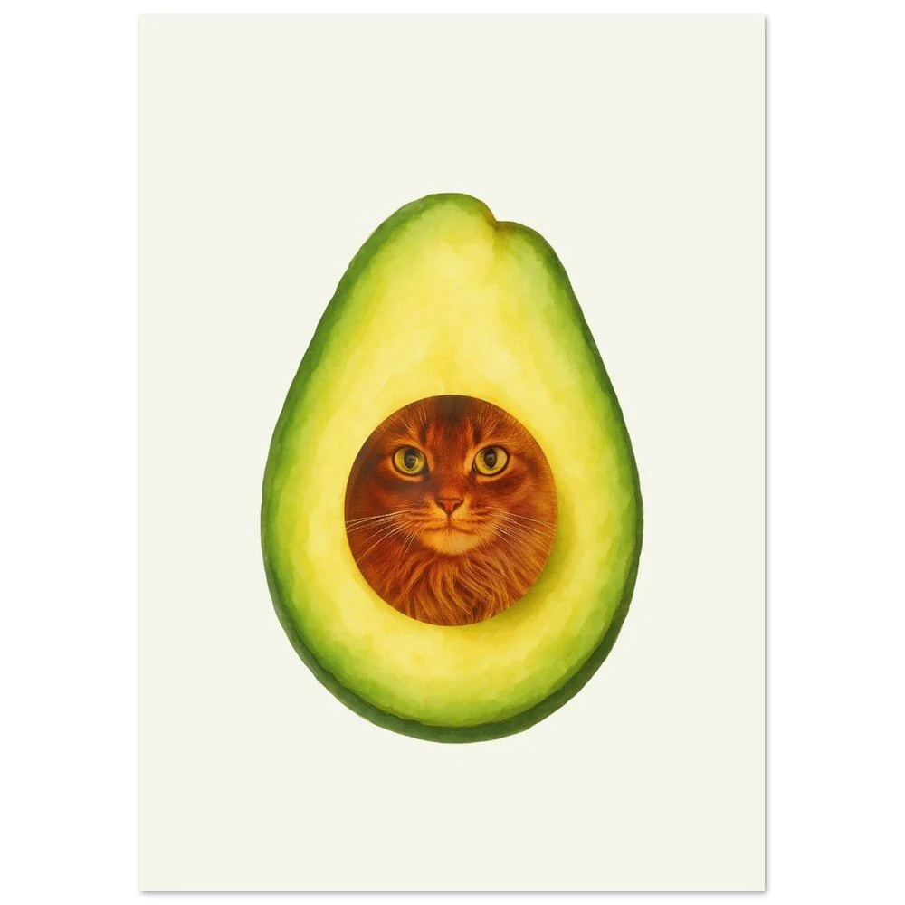 Funny Cat Avocado Poster Unframed | Avocato Wall Art | Cat Lover Gift | Melo & Mia