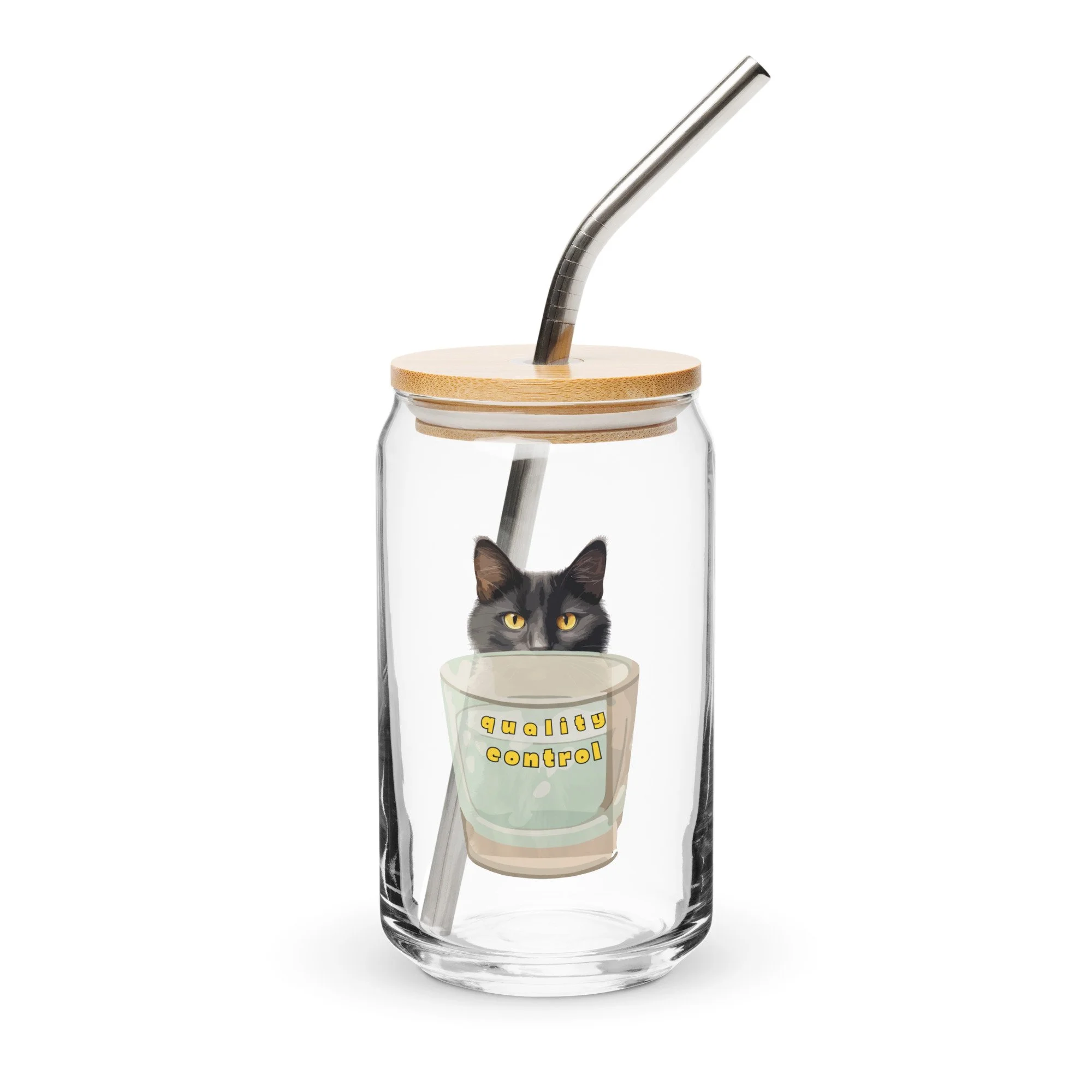 black cat can shaped glass, cat lovers home decor