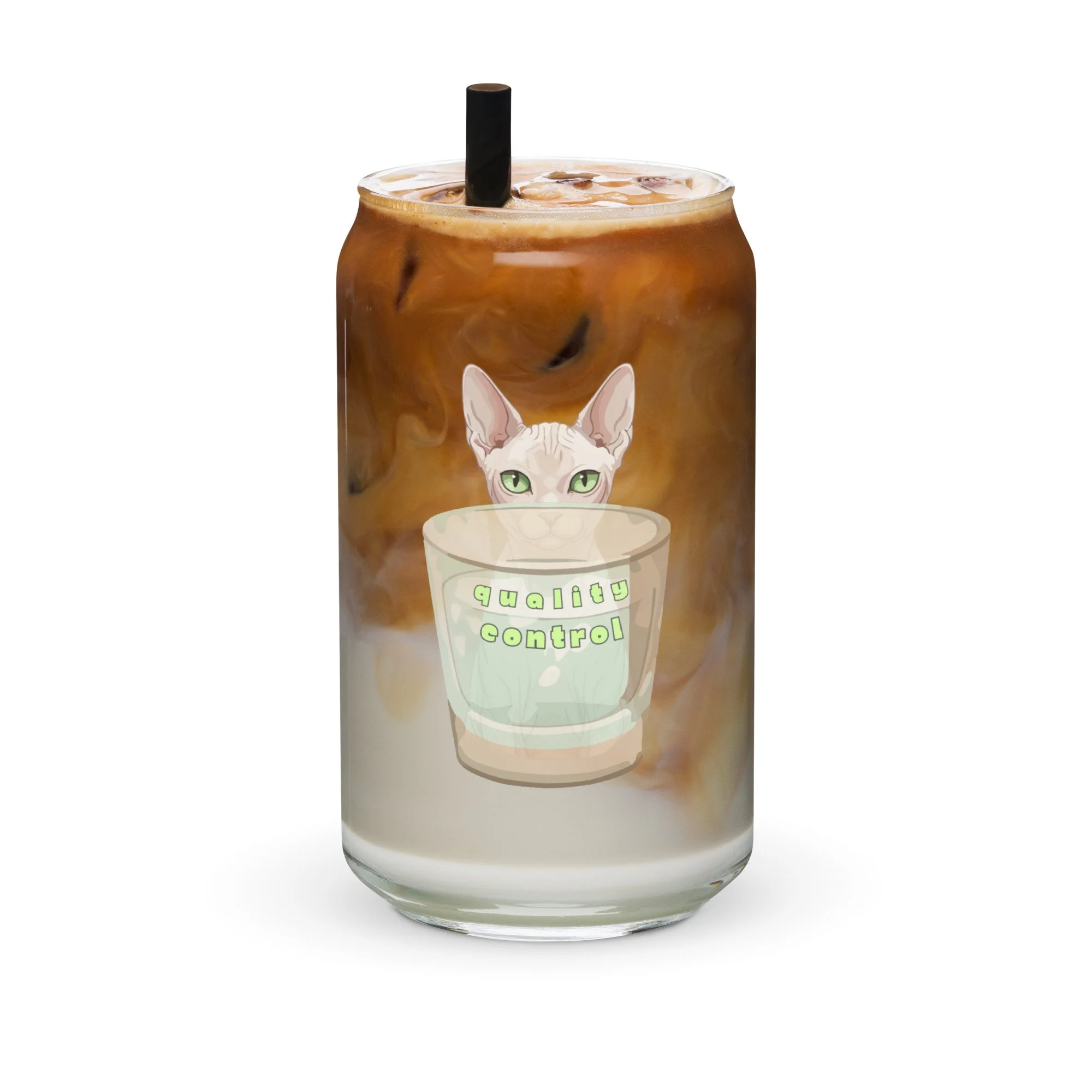 cat lovers gift, can shaped glass, smoothie glass