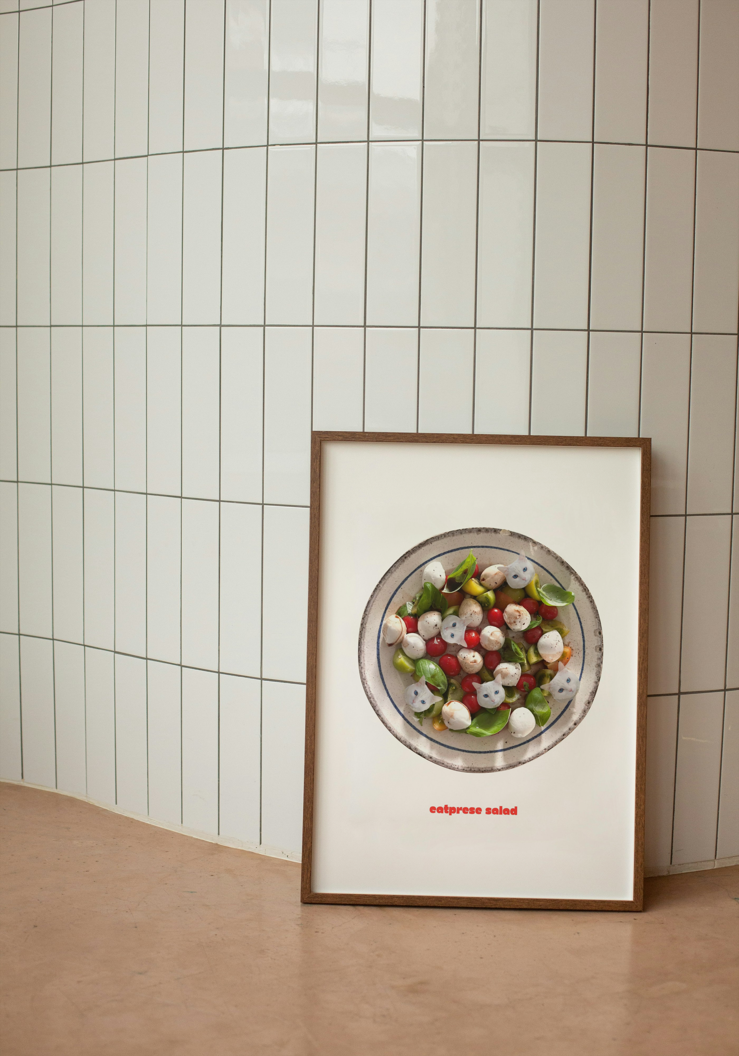 Cat wall art, kitchen deco, foodie cat lovers print, italian food print