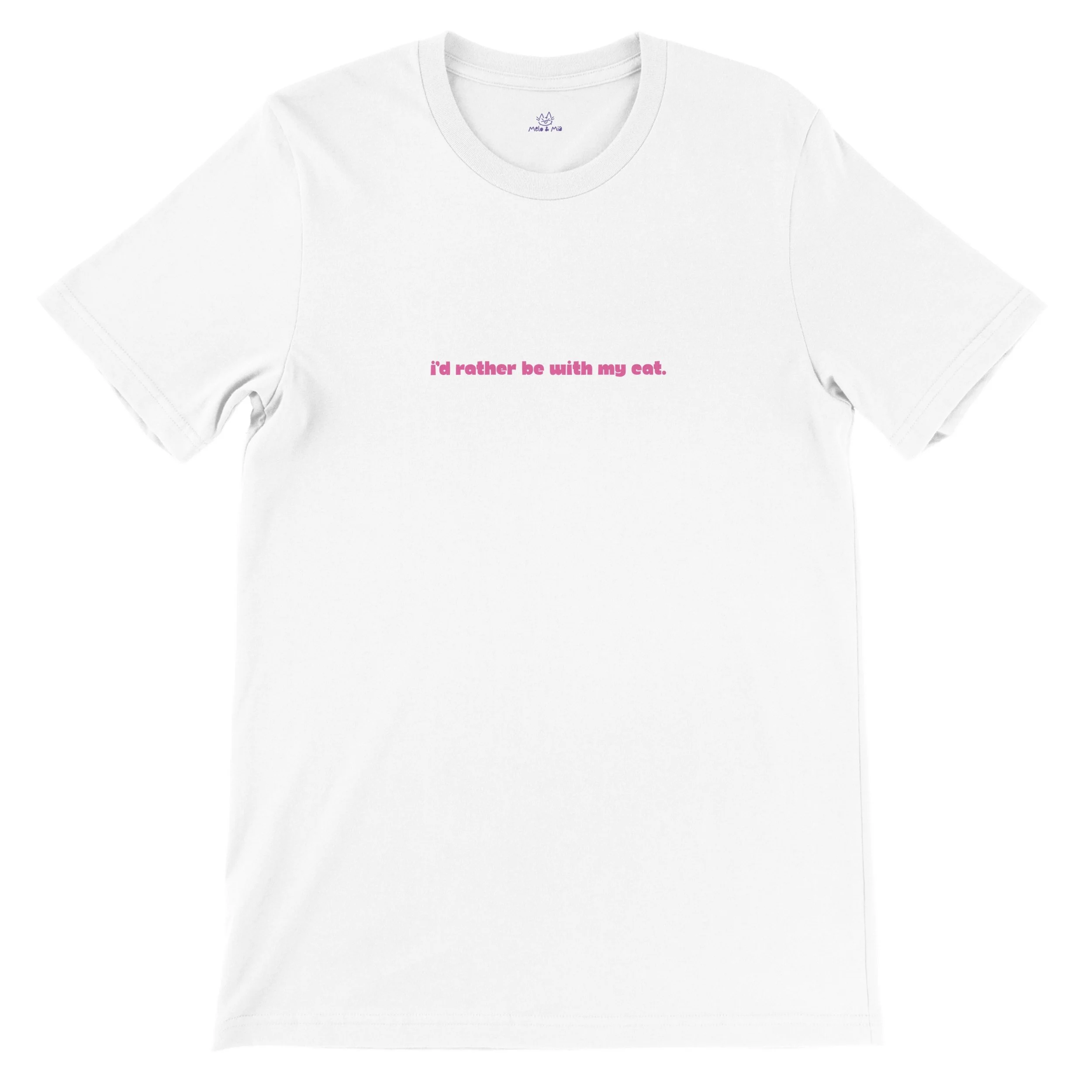 Funny Cat T-Shirt Pink | I'd Rather Be With My Cat | Cat Lover Gift | Melo & Mia