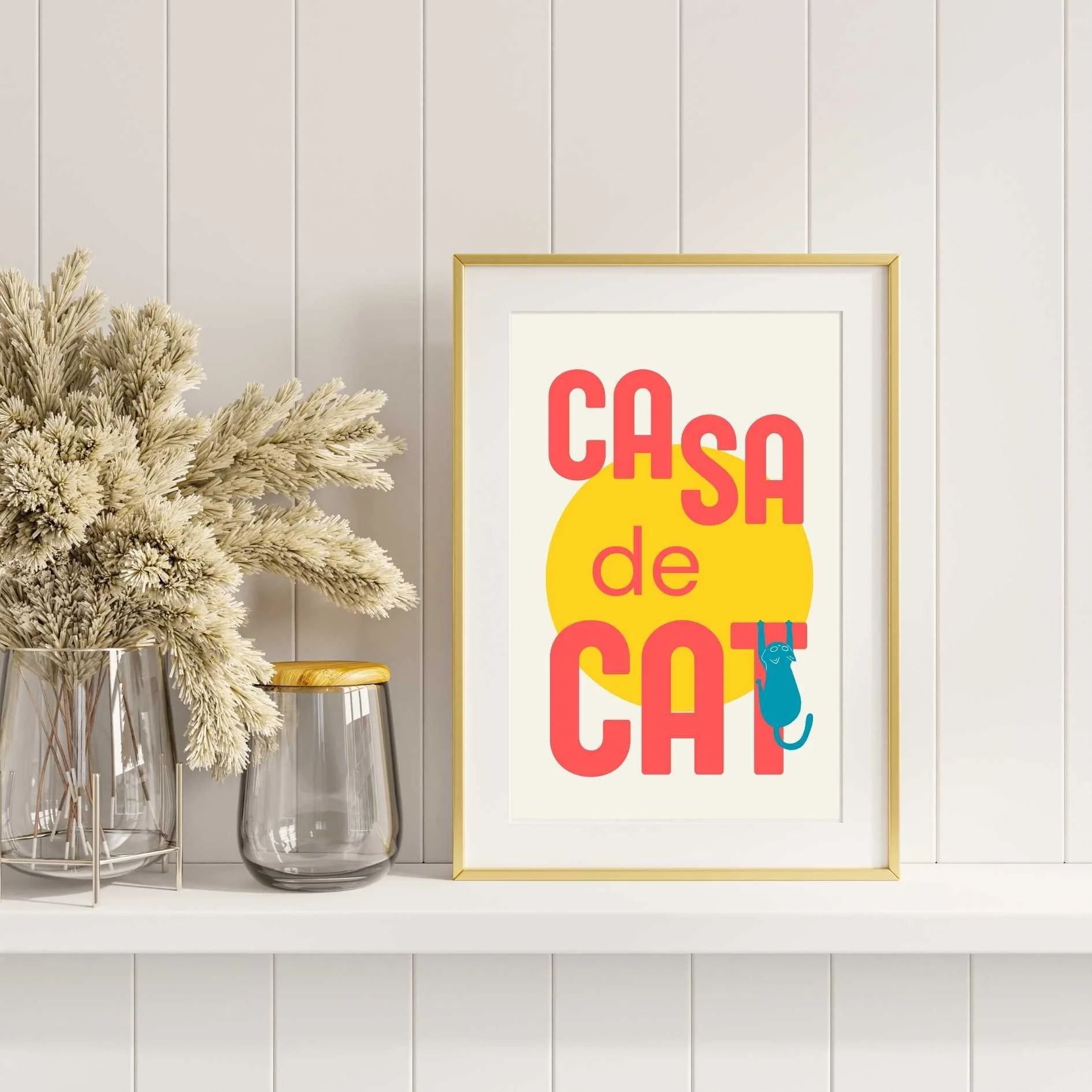 casa de cat, cat home house printable art instant download