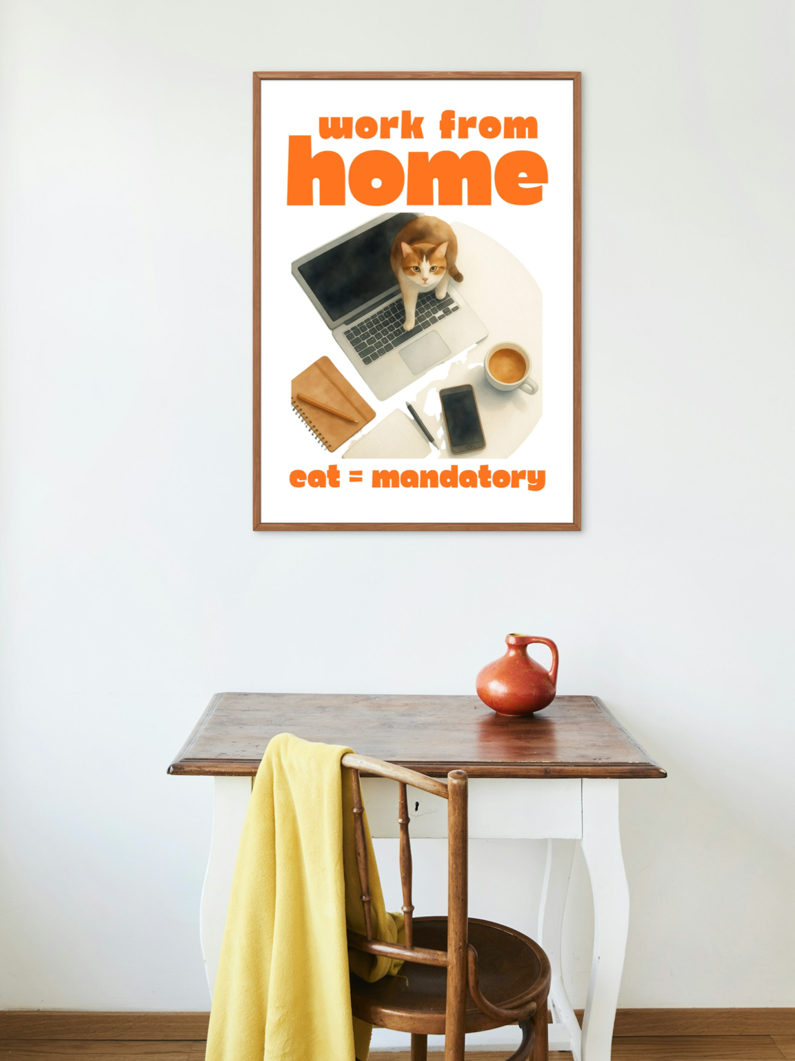 Work From Home — Funny Cat Printable Wall Art