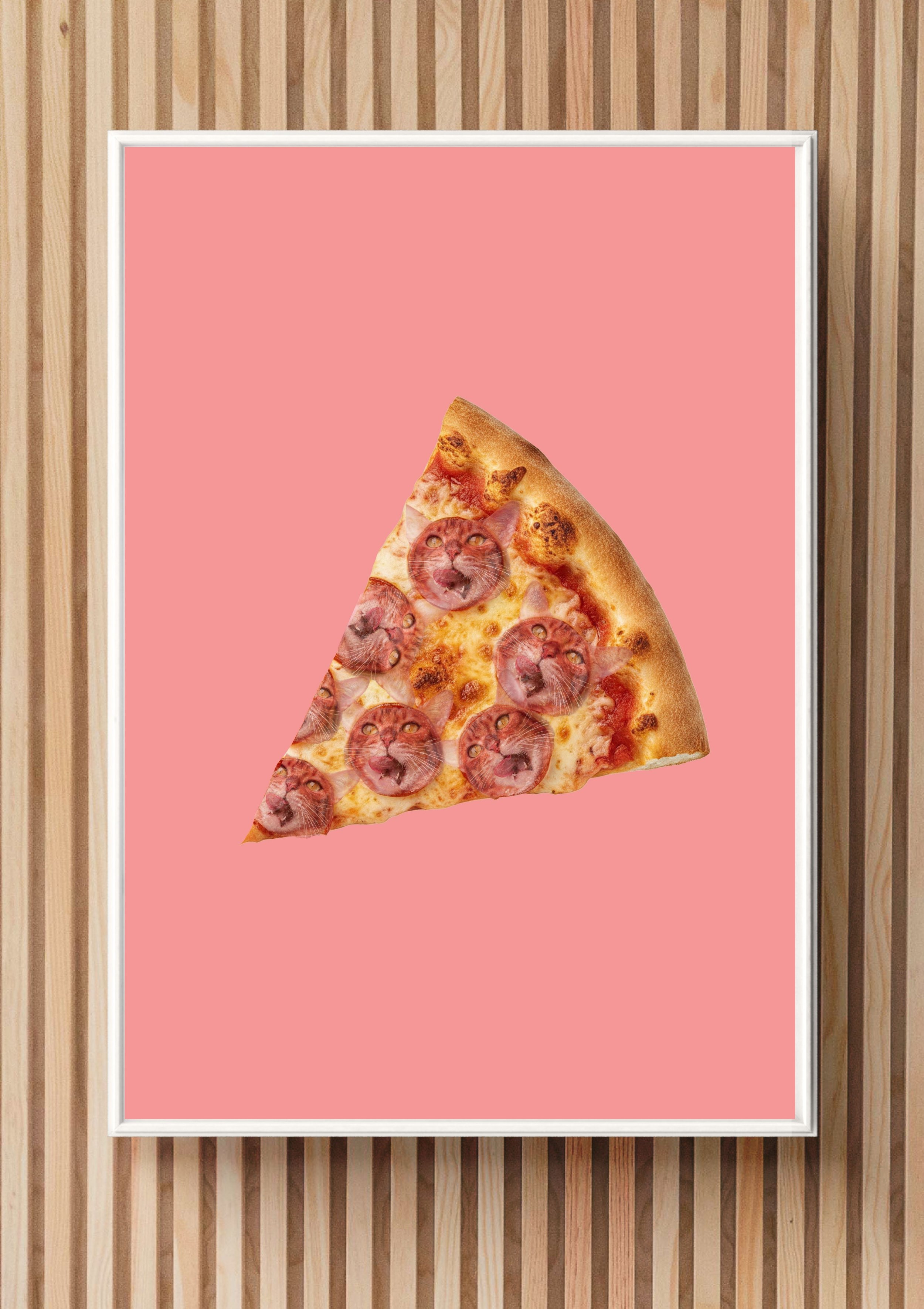 Pizza Al Gatto — Funny Quirky Cat Pizza Unframed Poster | Cat Wall Art |