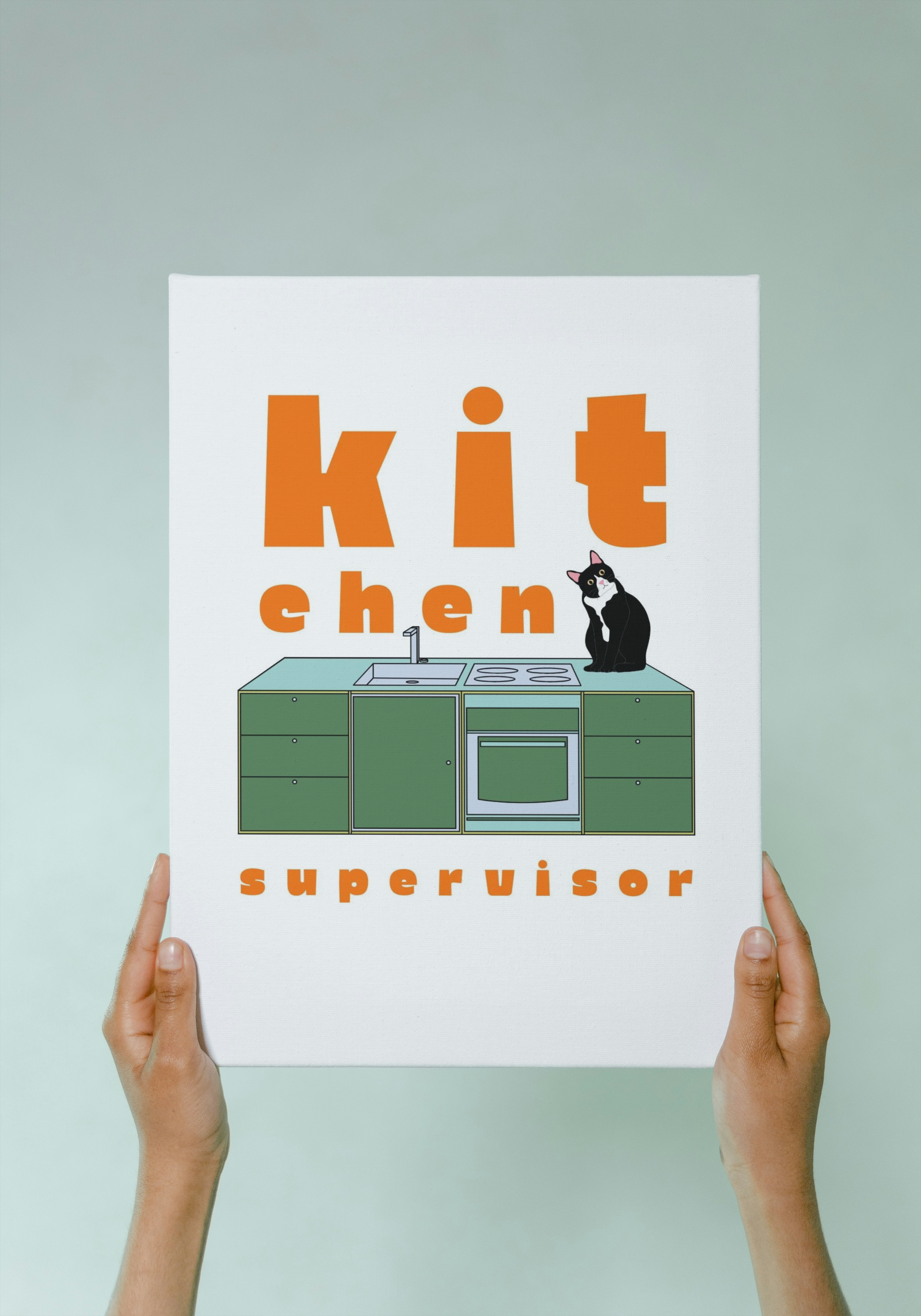 Kitchen Supervisor Tuxedo Cat - Printable Kitchen Decor