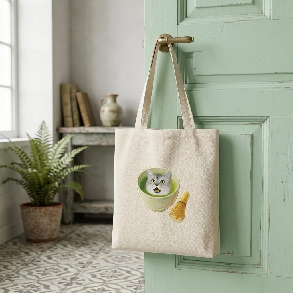 Catcha Matcha - Premium Cat Matcha Tote Bag Natural
