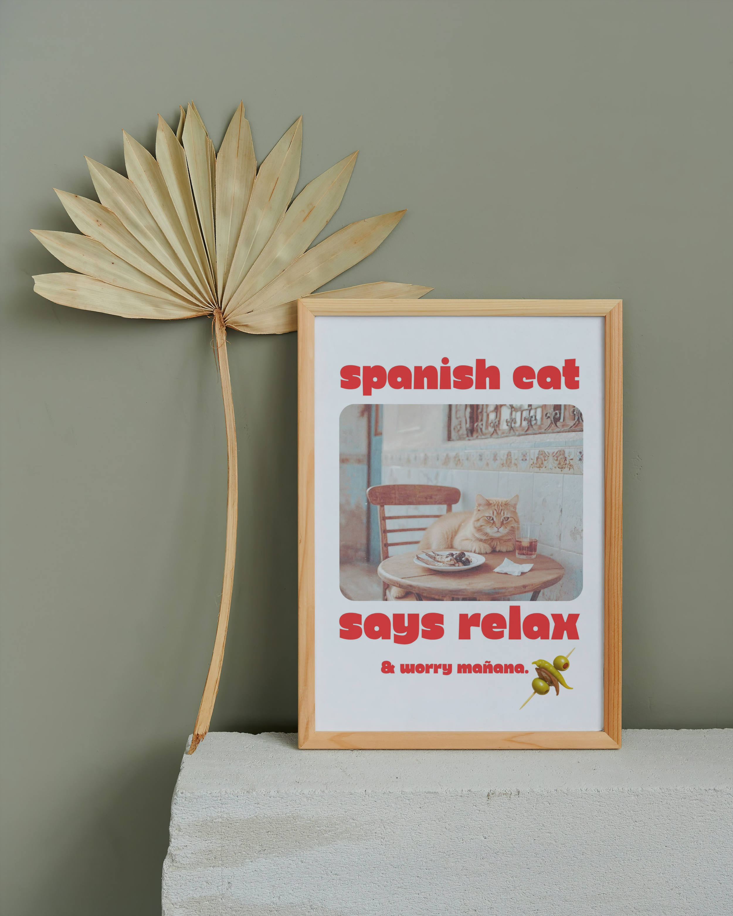 funny cat print, home decor, spain lifestyle