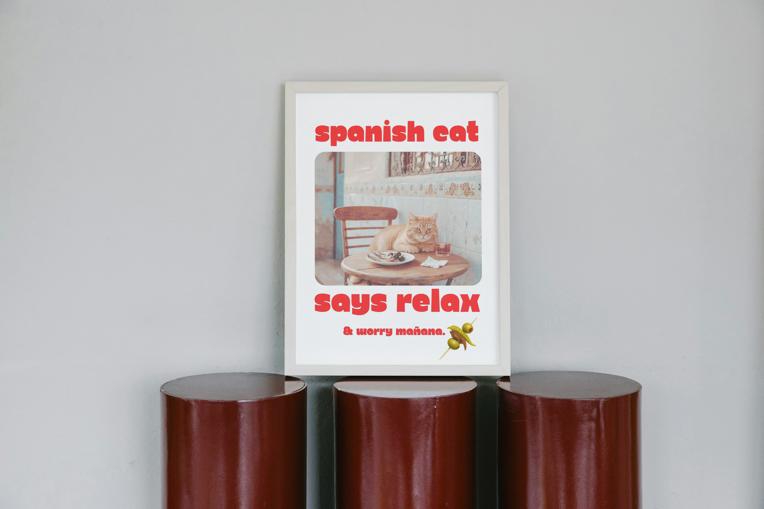 funny cat print, home decor, spain lifestyle