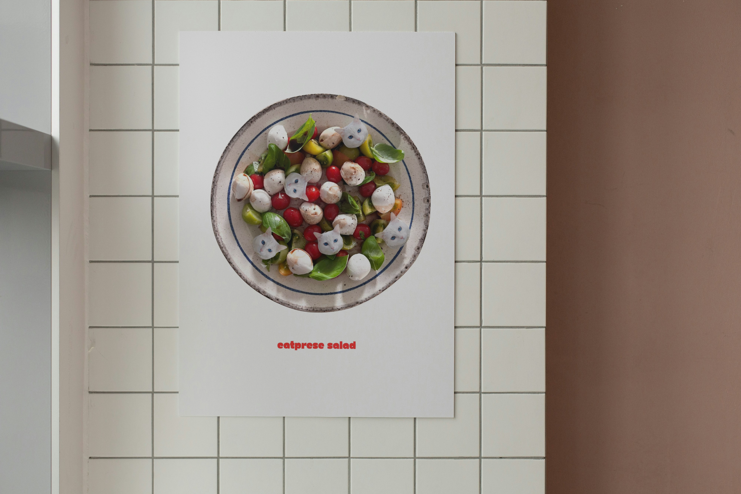 Cat wall art, kitchen deco, foodie cat lovers print, italian food print