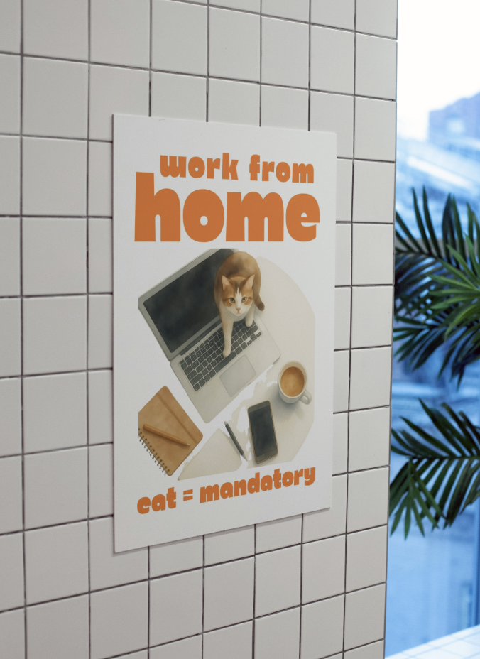 home office wall art, cat print, instant download, funny wall art