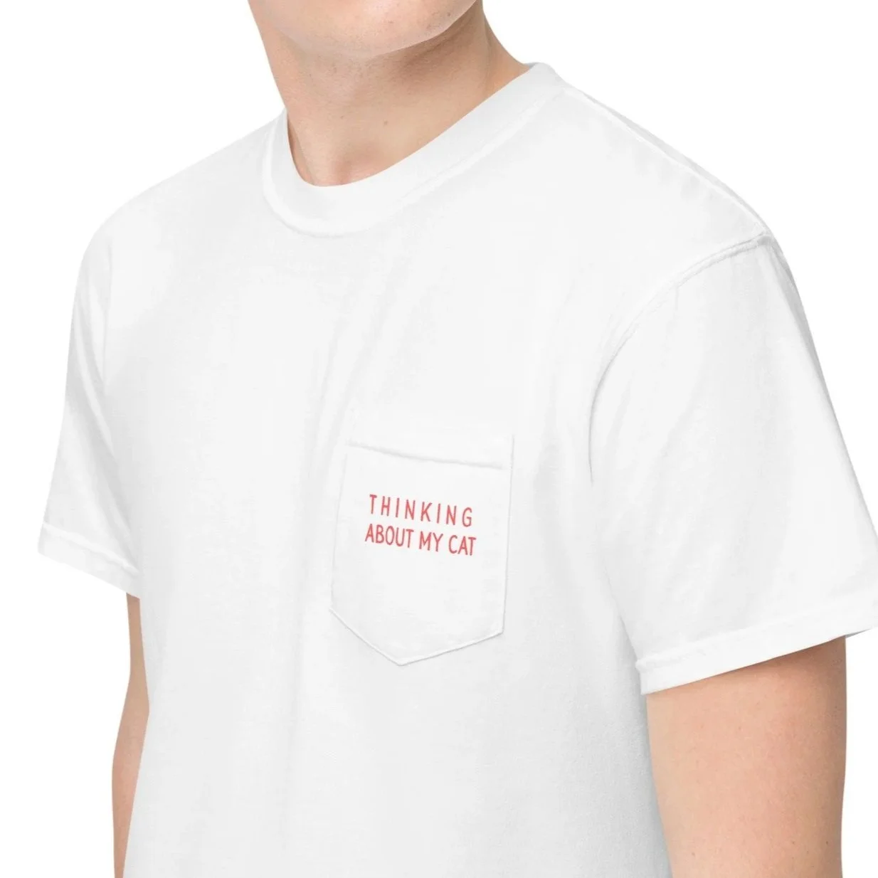 Thinking About My Cat — Pocket Tee | Comfort Colors