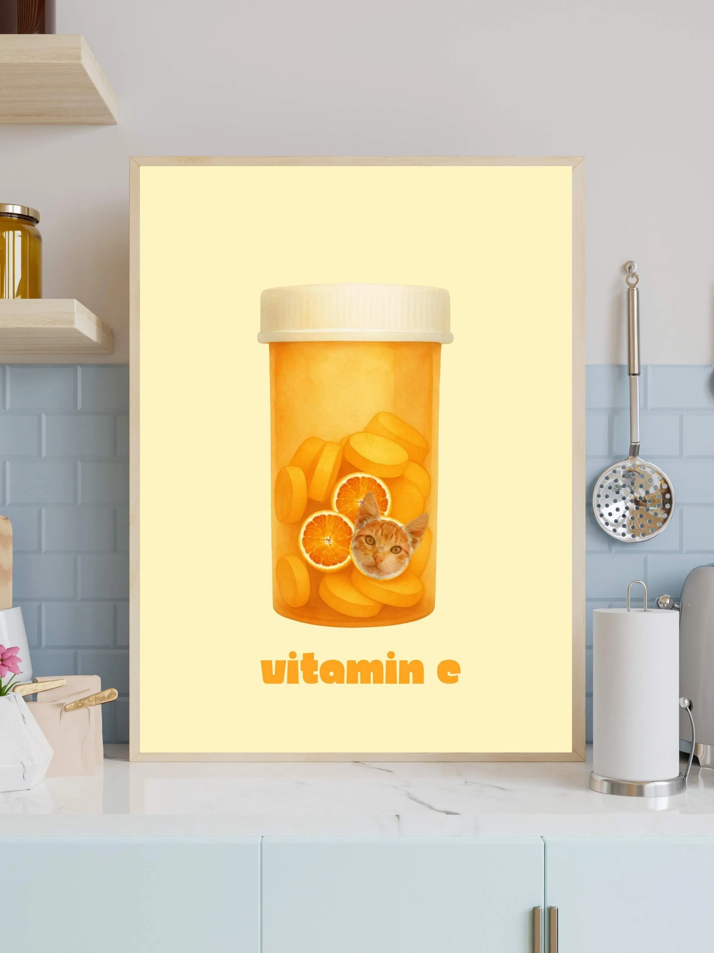Vitamin Cat — Funny Cat Art Print | Instant Download | Printable Wall Art | Melo & Mia