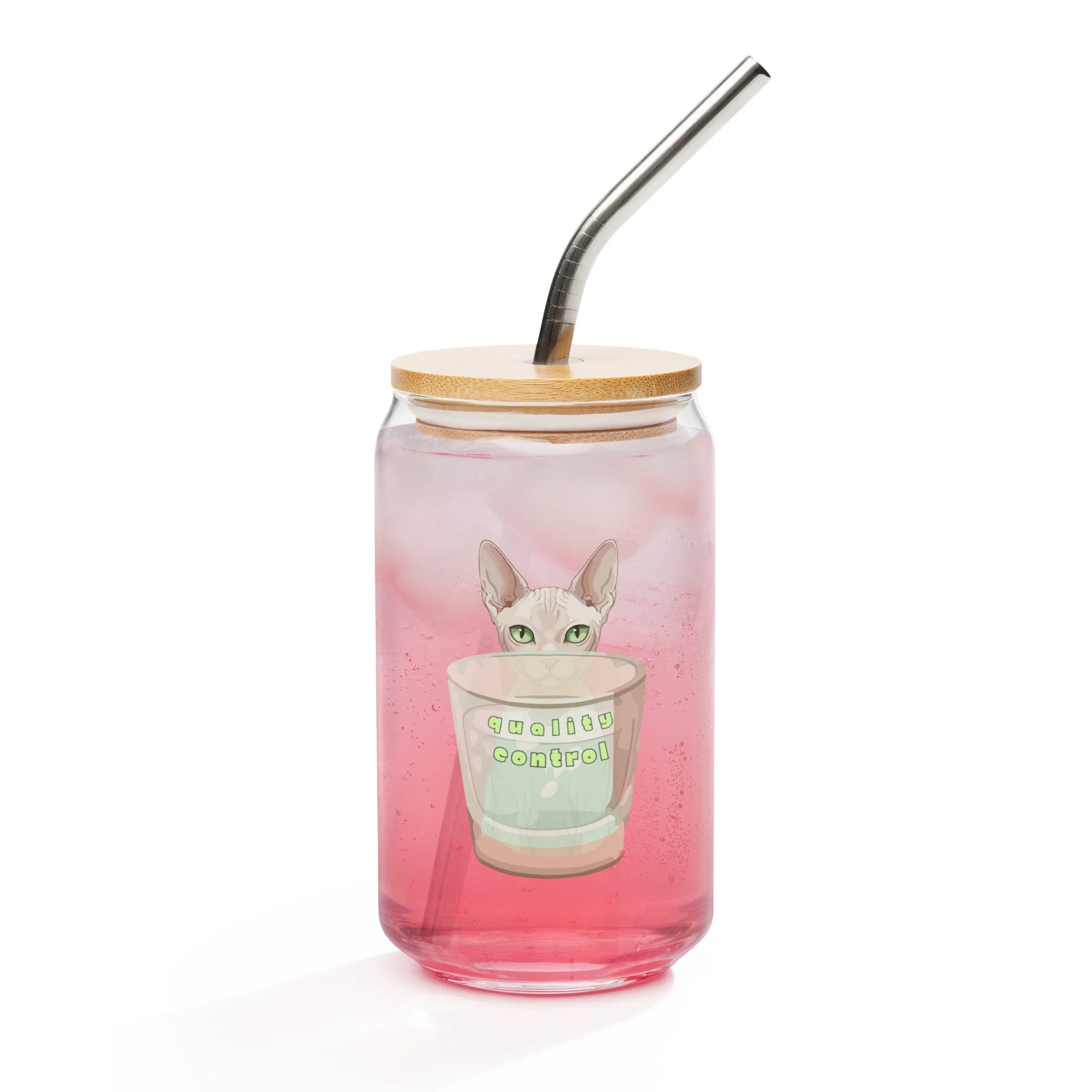 cat lovers gift, can shaped glass, smoothie glass