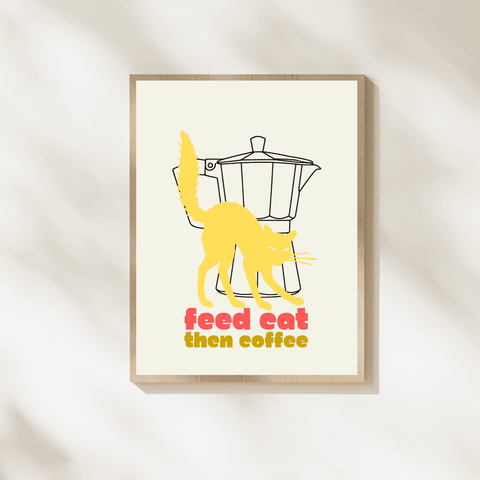 feed cat then coffee instant download print, funny cat kitchen decor, cat mom or dad gift
