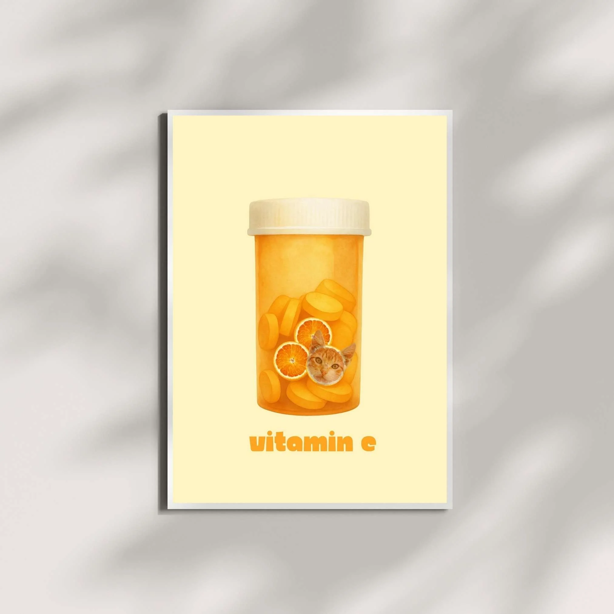 Vitamin Cat — Funny Cat Art Poster | Unframed Print | Cat Wall Art