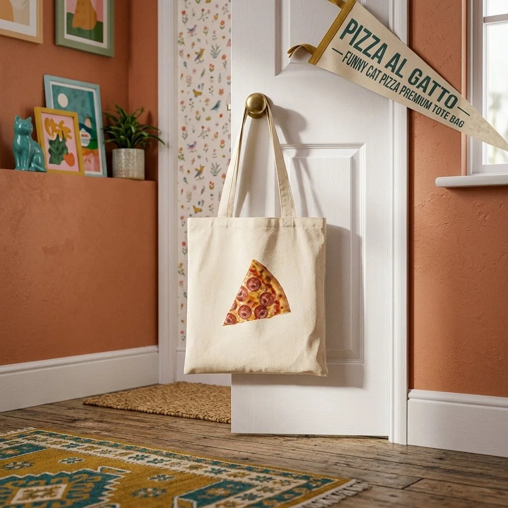 Pizza Al Gatto — Funny Cat Pizza Premium Tote Bag | Cat Lover Gift