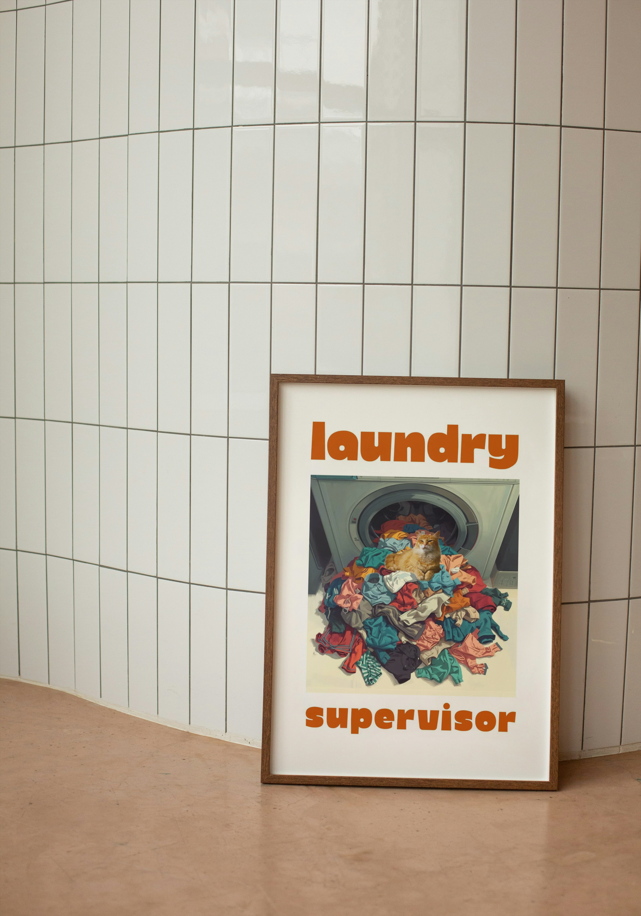 Laundry Supervisor — Funny Cat Printable Wall Art
