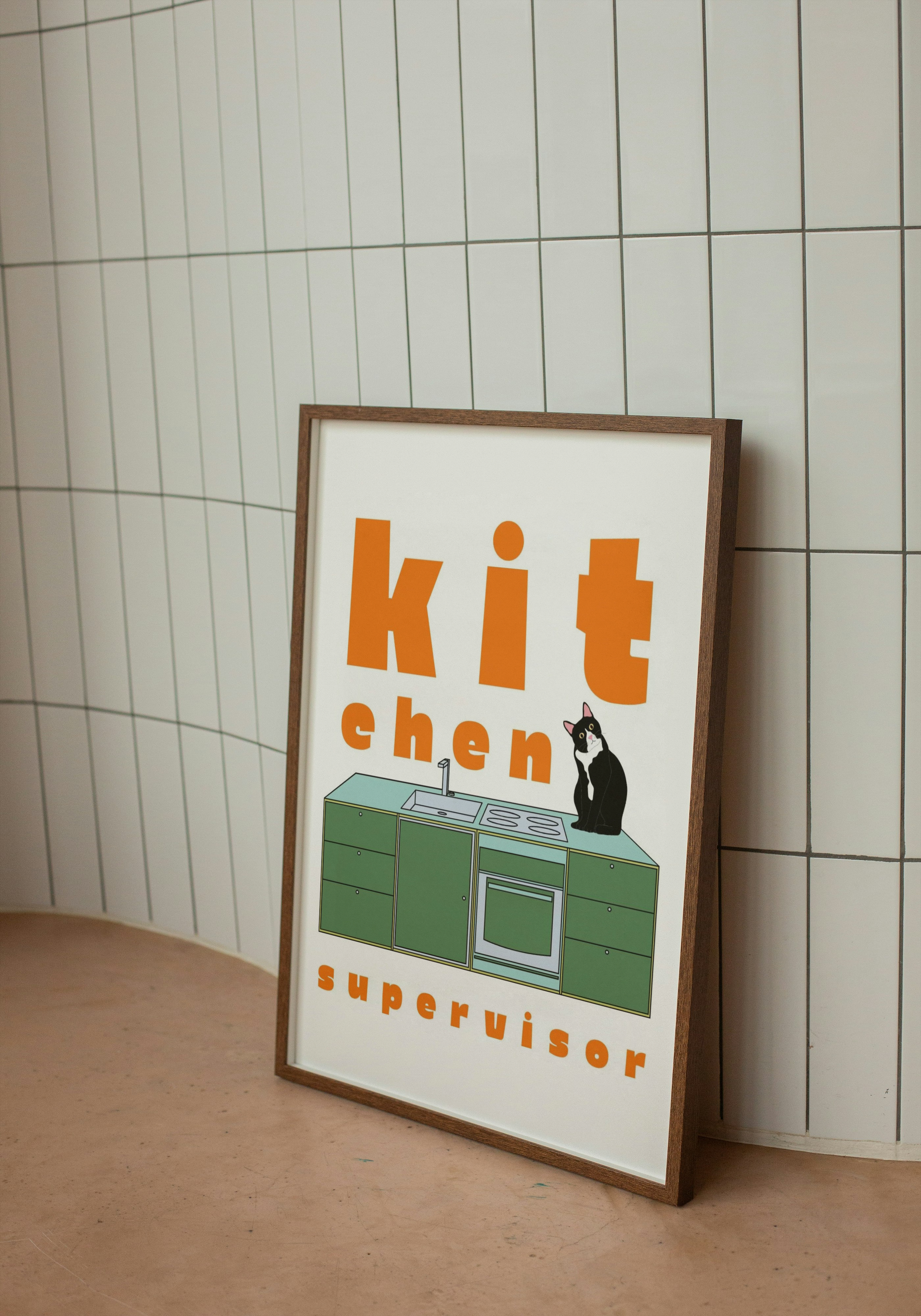 Kitchen Supervisor Tuxedo Cat - Printable Kitchen Decor