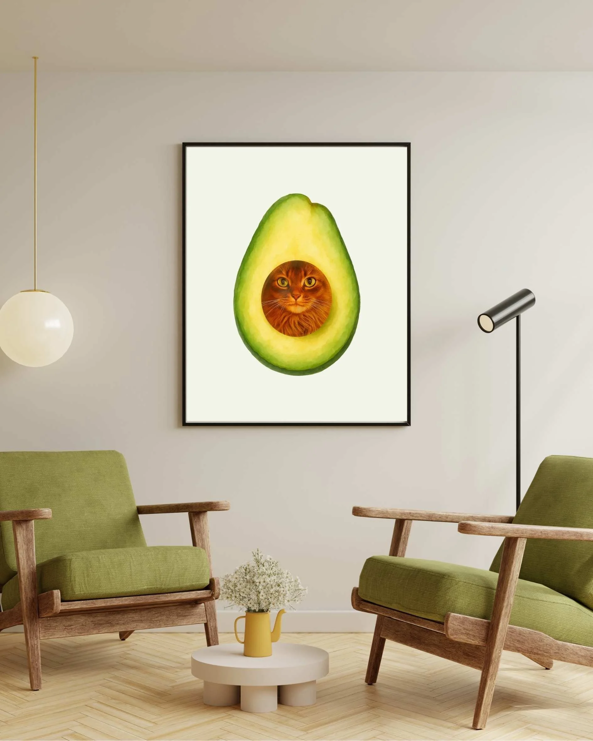 Funny Cat Avocado Poster Unframed | Avocato Wall Art | Cat Lover Gift | Melo & Mia, cat mom home decor