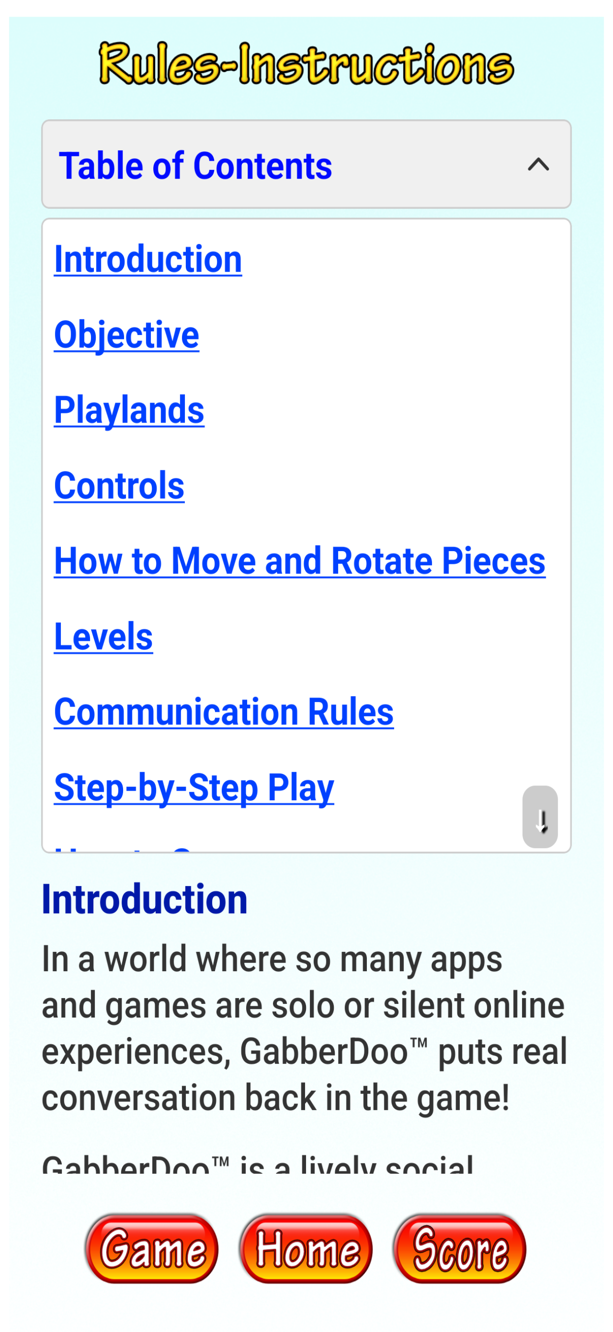 Rules - Instructions