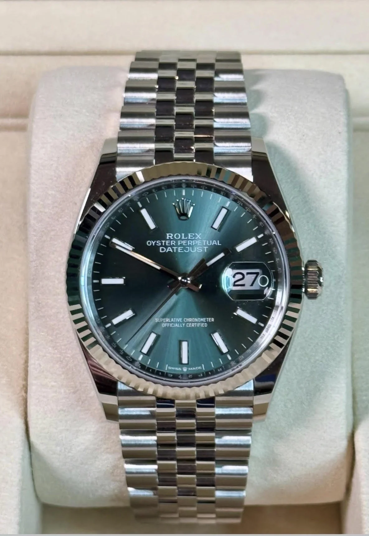 Rolex Datejust 126234 36mm, Mint Green dial, 2026