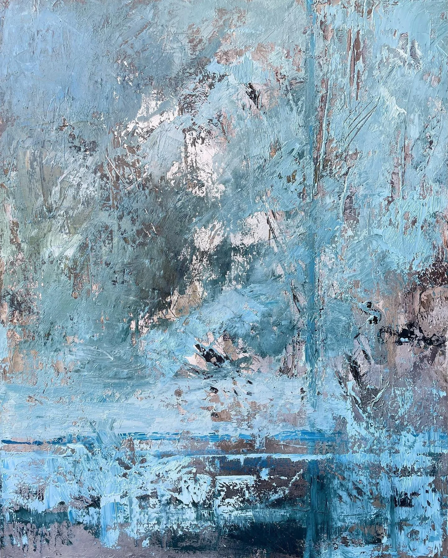 Piling it on. But lots more to do.  24x30 &hellip;&hellip;&hellip;&hellip;&hellip;&hellip;&hellip;&hellip;&hellip;&hellip;&hellip;&hellip;&hellip;&hellip;
#blueonbrown #hthill #oiloncanvas #coloryourworld #contemporaryart #carmelcalifornia #pacificoc