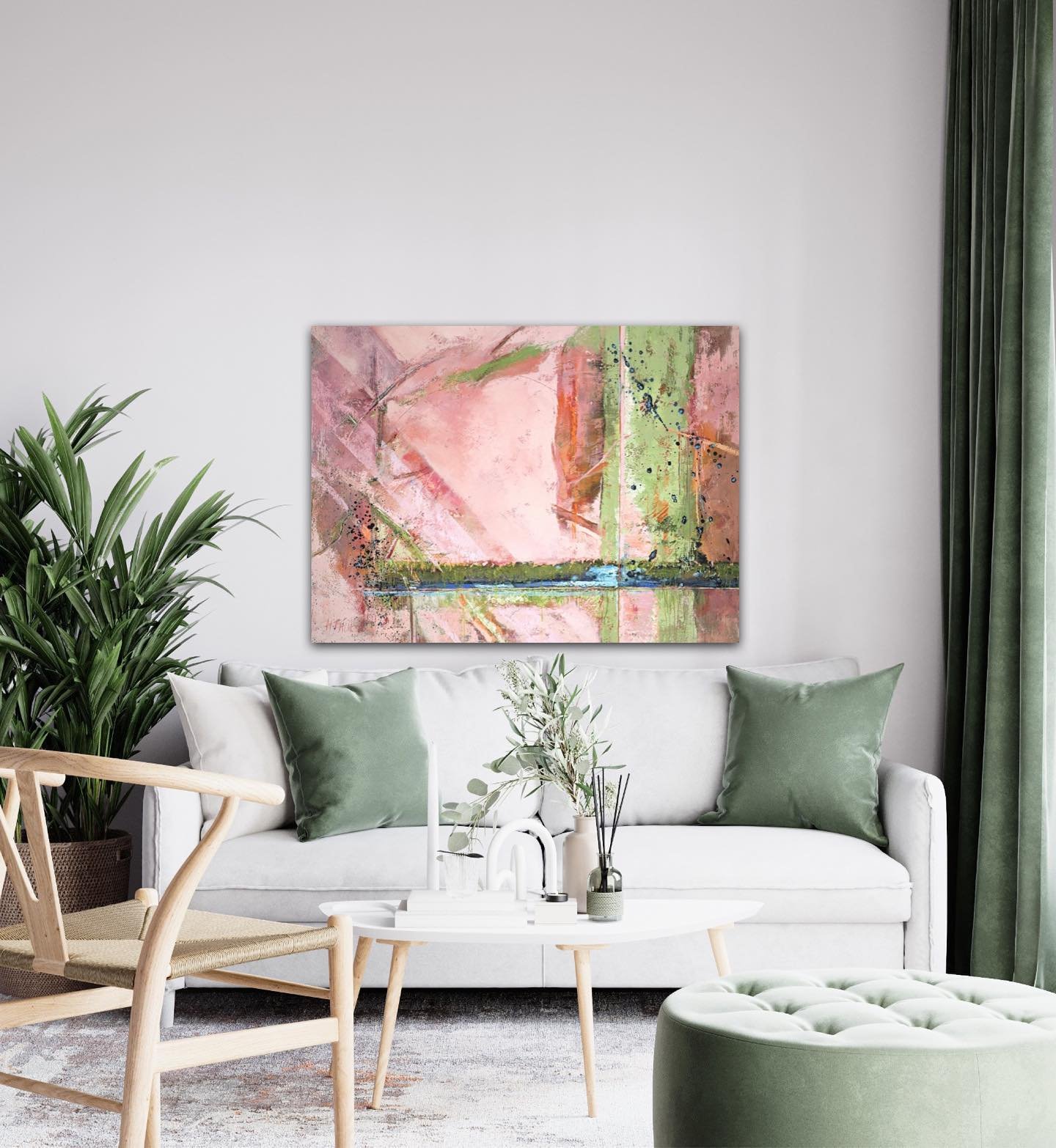 At home in Washington DC. Stone Barn series #1 . . .  #ournationscapitol #stonebarnspreserve #coloryourworld #contemporaryart #emergingartist #pinkandgreen ##santaluciapreserve #stonebarns #californiaart 

&ldquo;Inspiration exists, but it has to fin