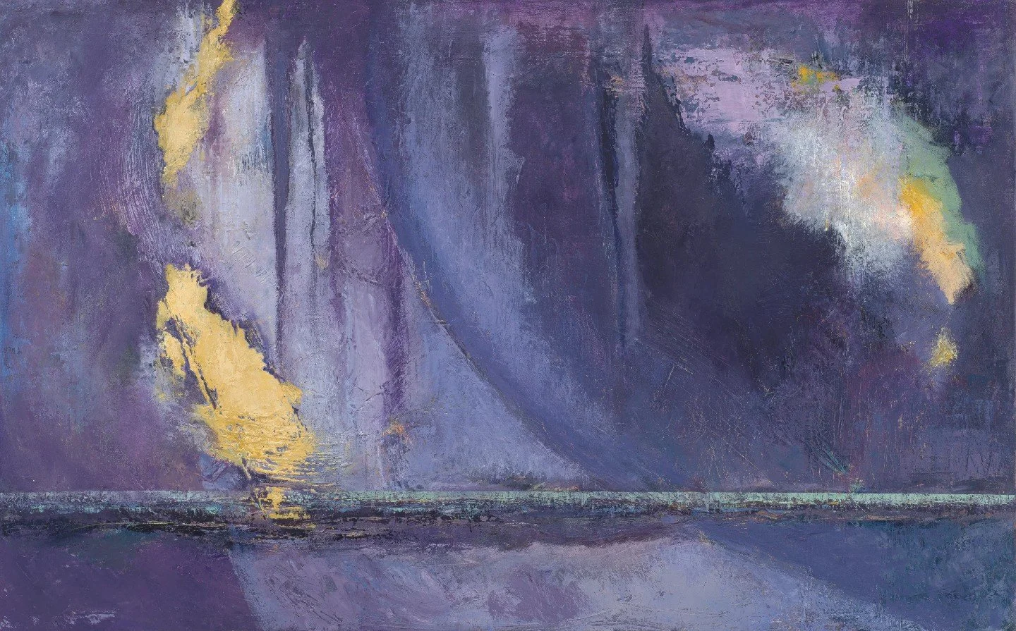 Here's the funny thing with this one. It's a moonrise, and I painted it in broad daylight. I never paint at night. I don't like the dark.

The moon is made up. I'd been watching all the space exploration, the telescopes, the whole thing, and I wanted