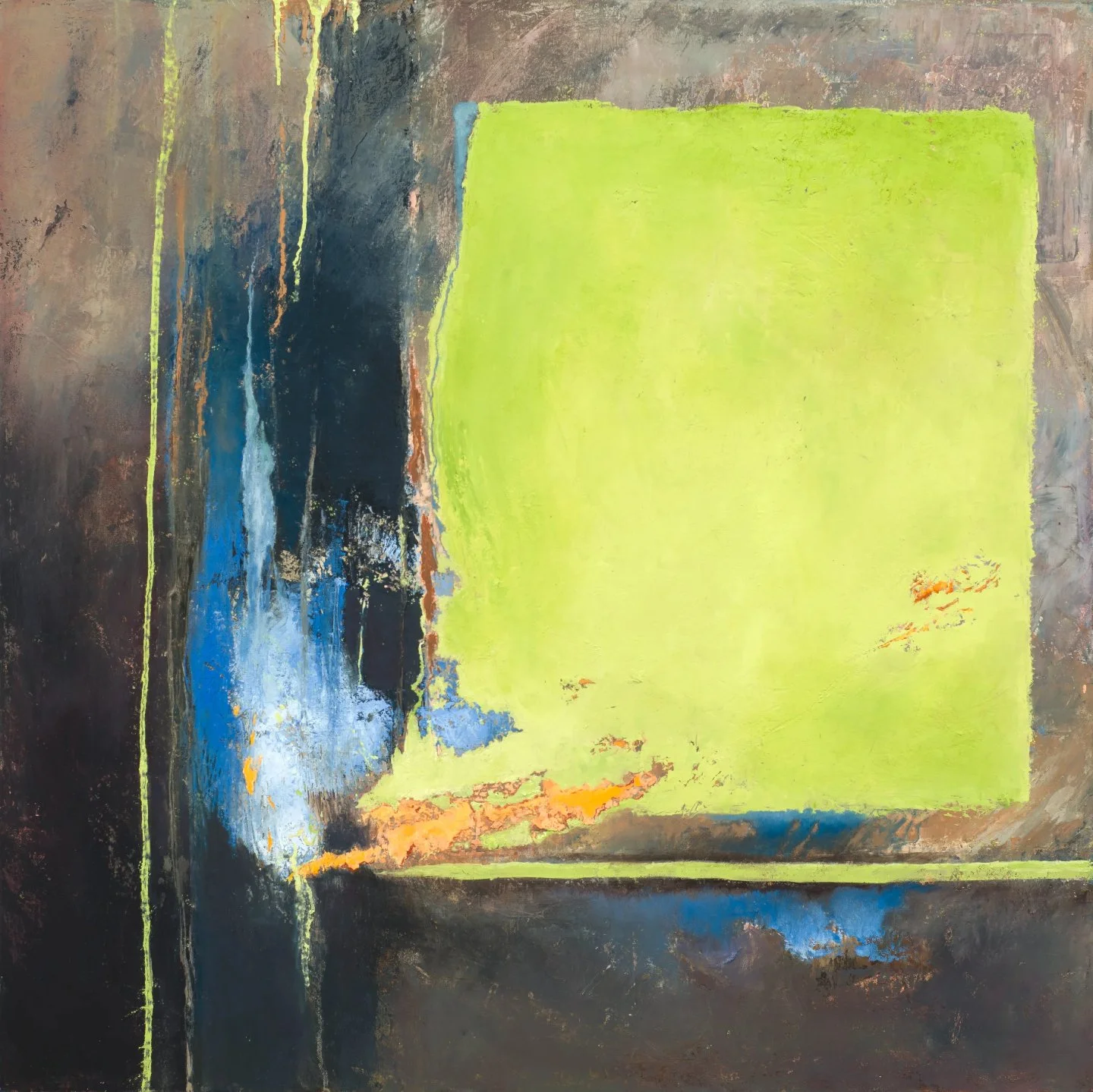 This painting has a soundtrack. It's Brat Summer. Yes, really.

Yes. That Brat Summer. The green, the chaos, the whole phenomenon. 

I got curious about the music, went down a little investigation, and got completely pulled in. So I put it on and pai
