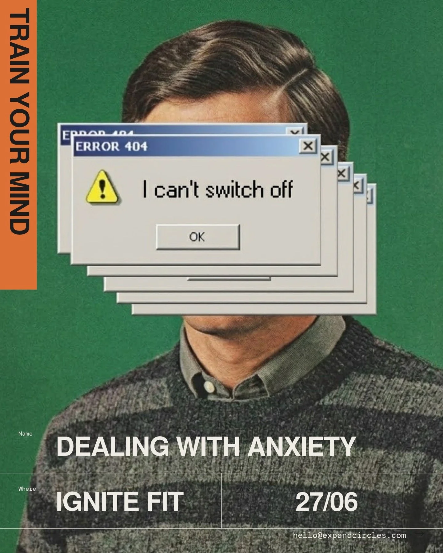 How to Deal With Anxiety &middot; 27 June

Understanding anxiety is the first step. This workshop is the second step.
We will look at what actually helps, not generic advice, but specific tools grounded in how the nervous system works. Things you can