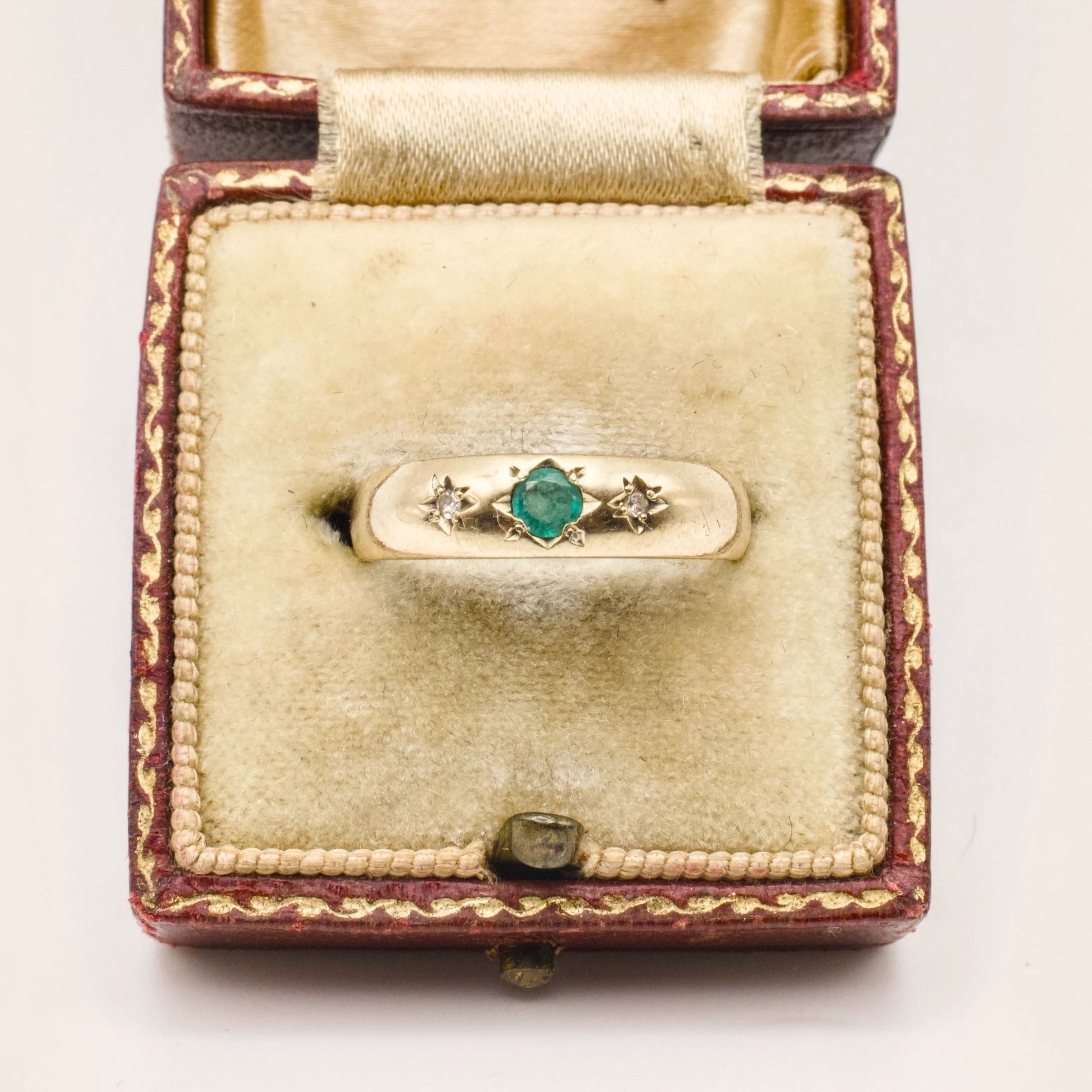 Emerald and Diamond Gypsy ring in 9ct gold