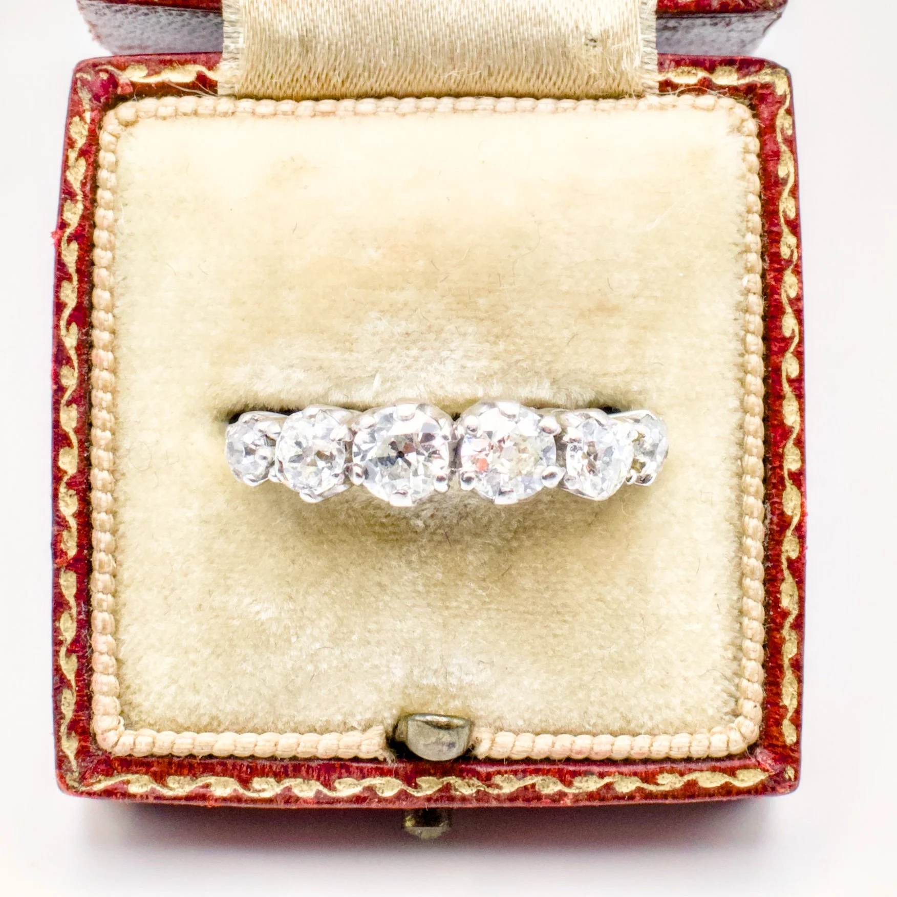 1.7ct six stone Old Cut diamond ring in Platinum