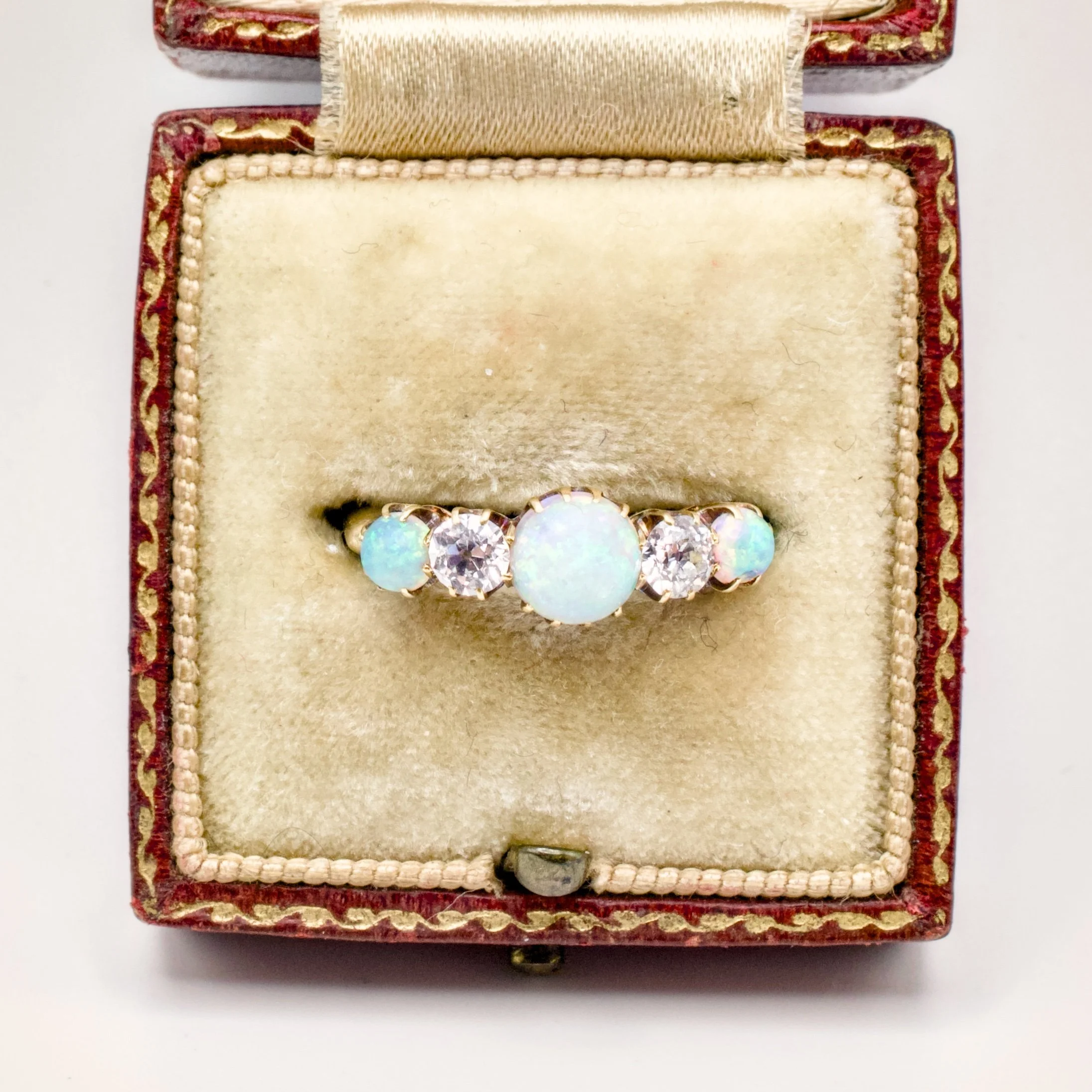 Victorian Opal and Diamond Five Stone Ring