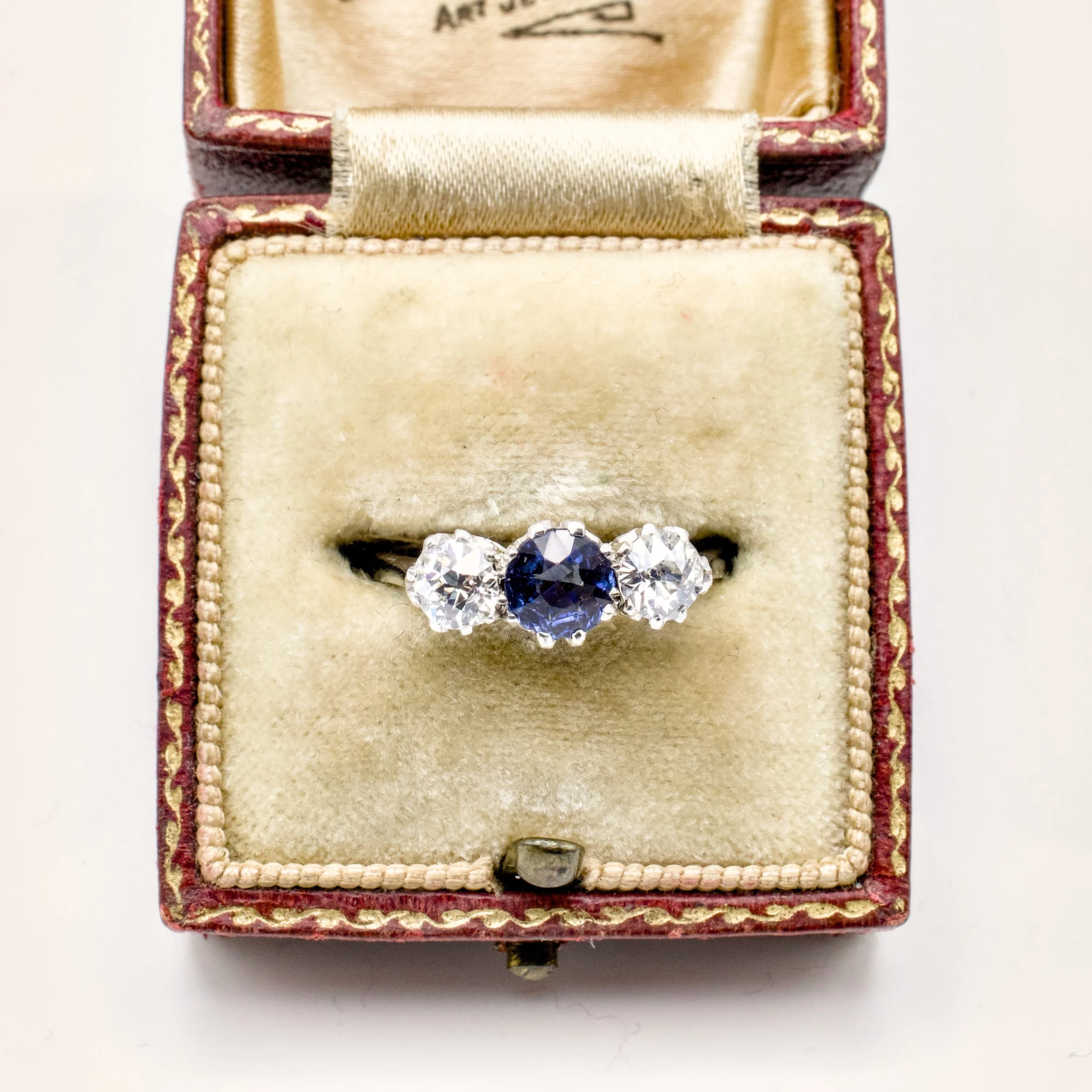 Sapphire and Diamond Three-Stone Ring