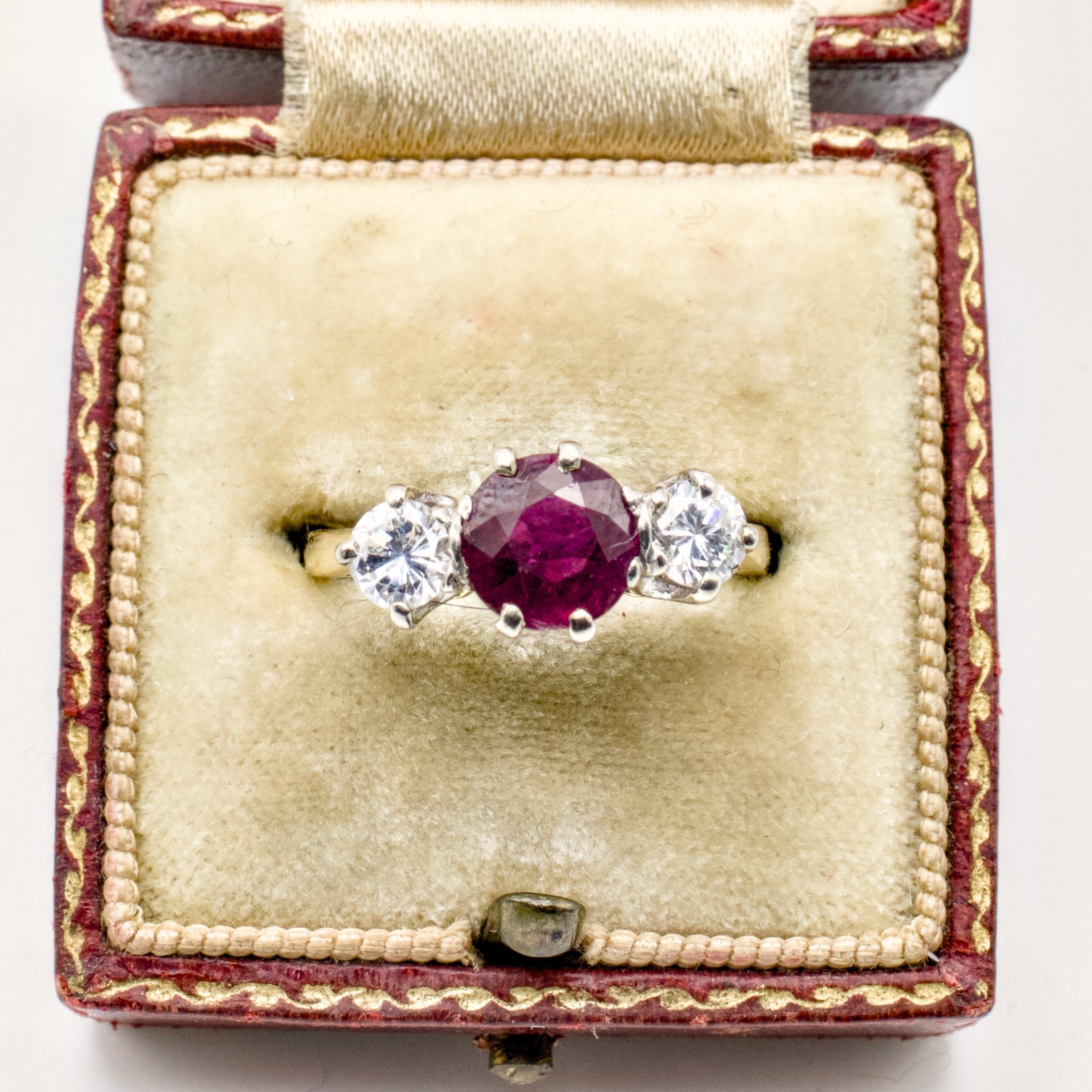 Ruby and Diamond Three-Stone Ring