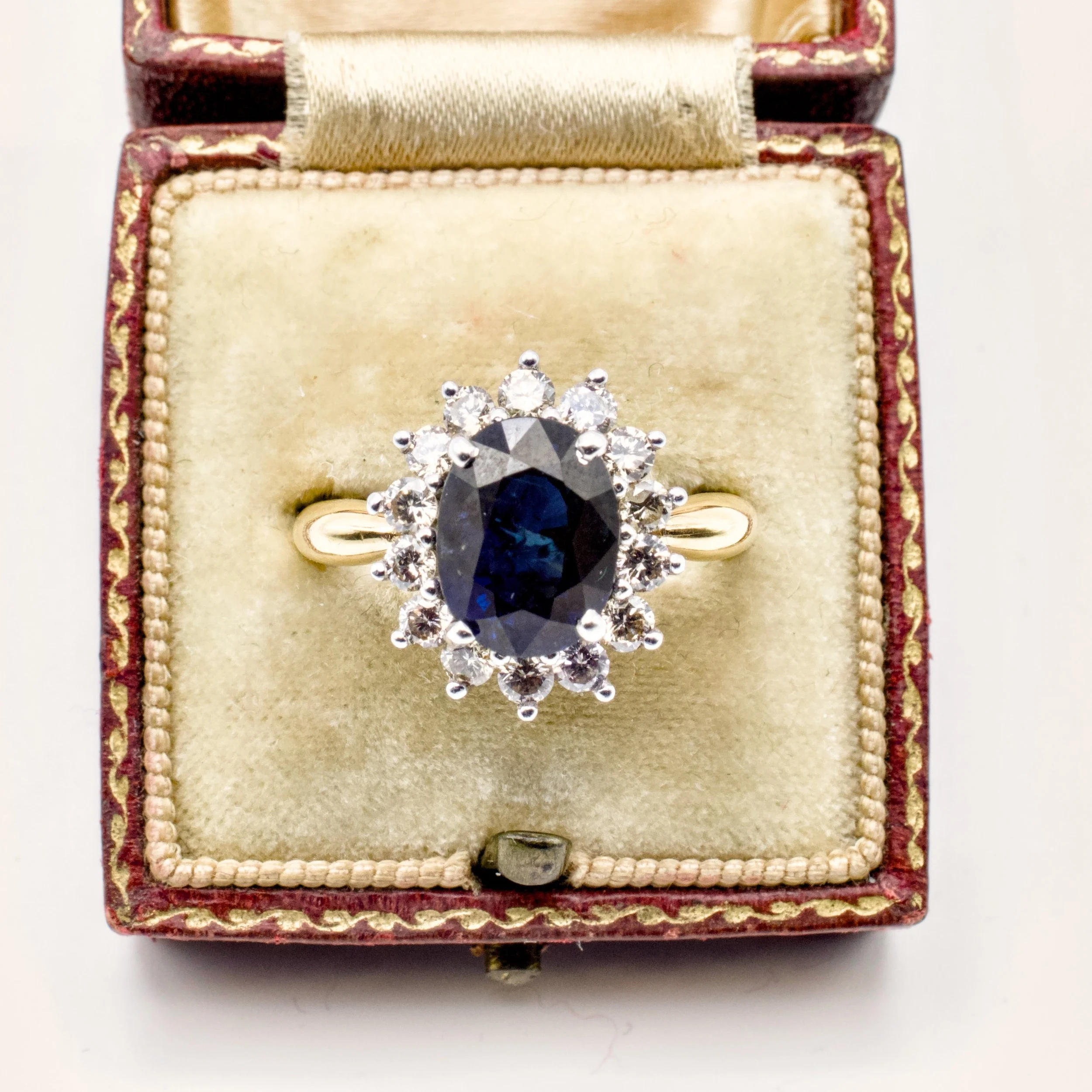 Sapphire and Diamond Cluster Ring