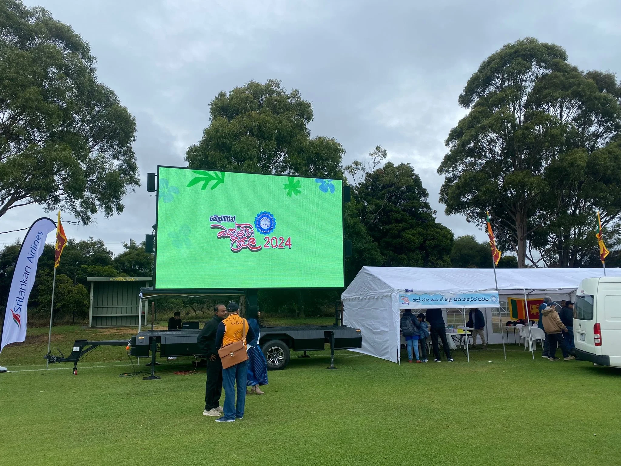 16sqm LED screen trailer for hire in South Adelaide used at outdoor community event with live display