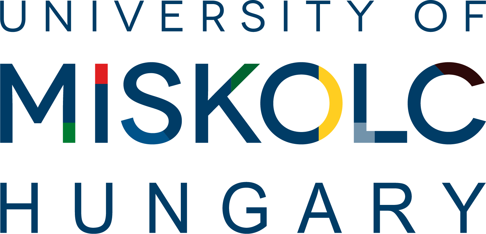 The logo of the University of Miskolc in Hungary, with colorful segments within the letters.
