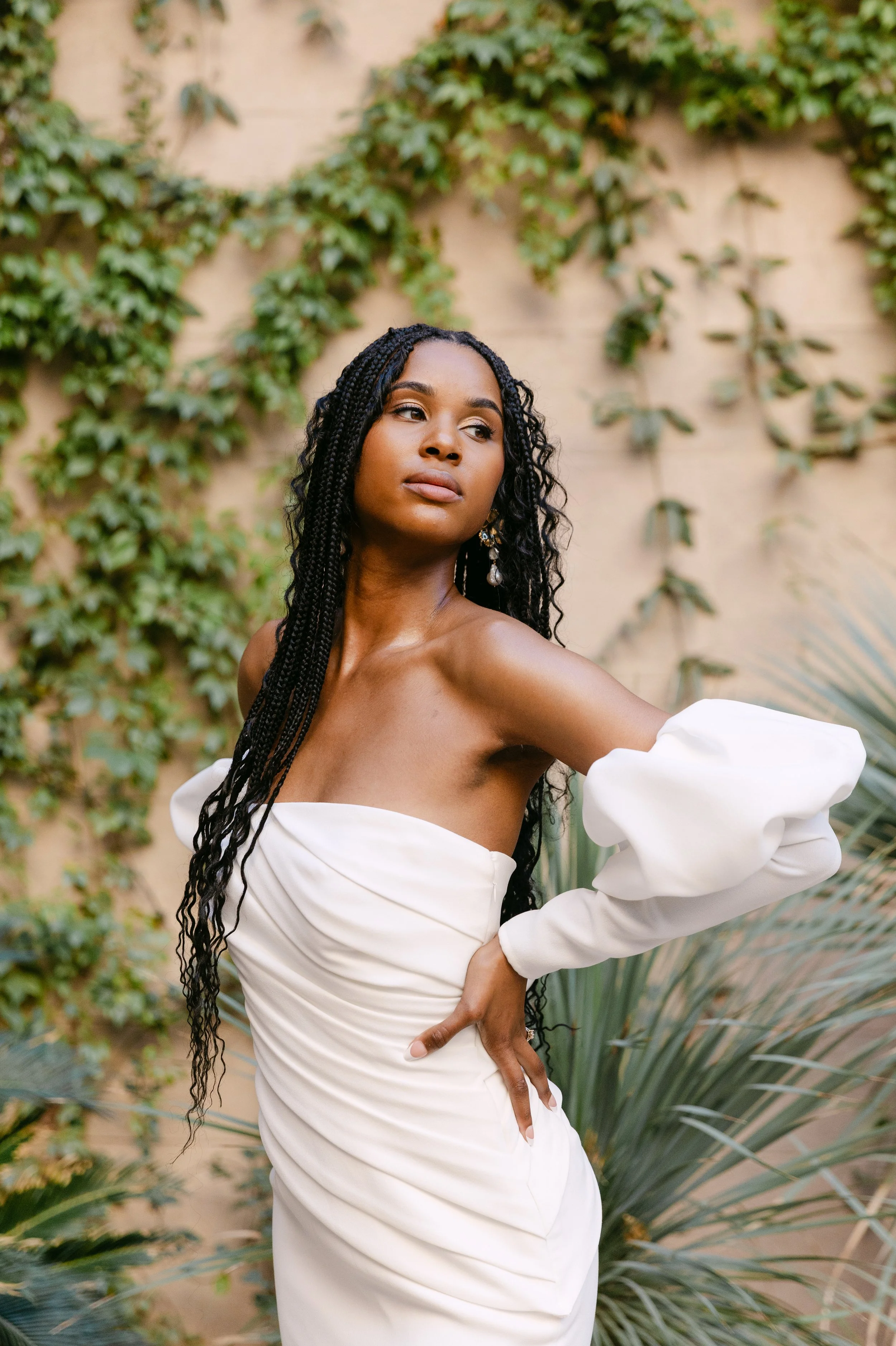 Amelia Thorp Hair & Makeup in Phoenix does makeup for a bride with dark skin in featuring soft glam with radiant finish at Monroe Street Abbey in Phoenix, Arizona. Photo by Mrs. Ferree Photography