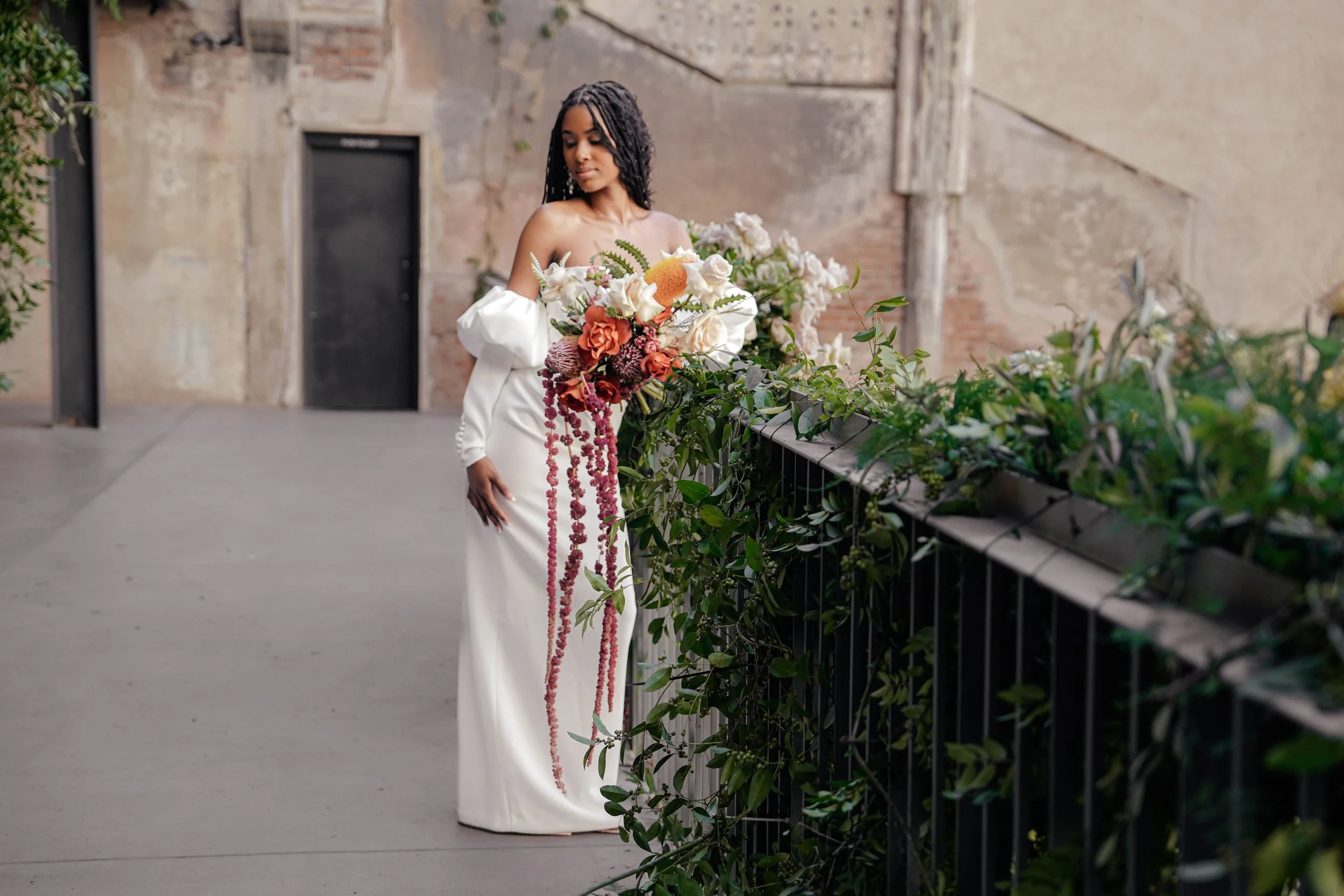 Amelia Thorp Hair & makeup does dark complexion makeup for a deep skin tone bride in Phoenix, Arizona at Monroe Street Abbey. Photo by Song of Sanè