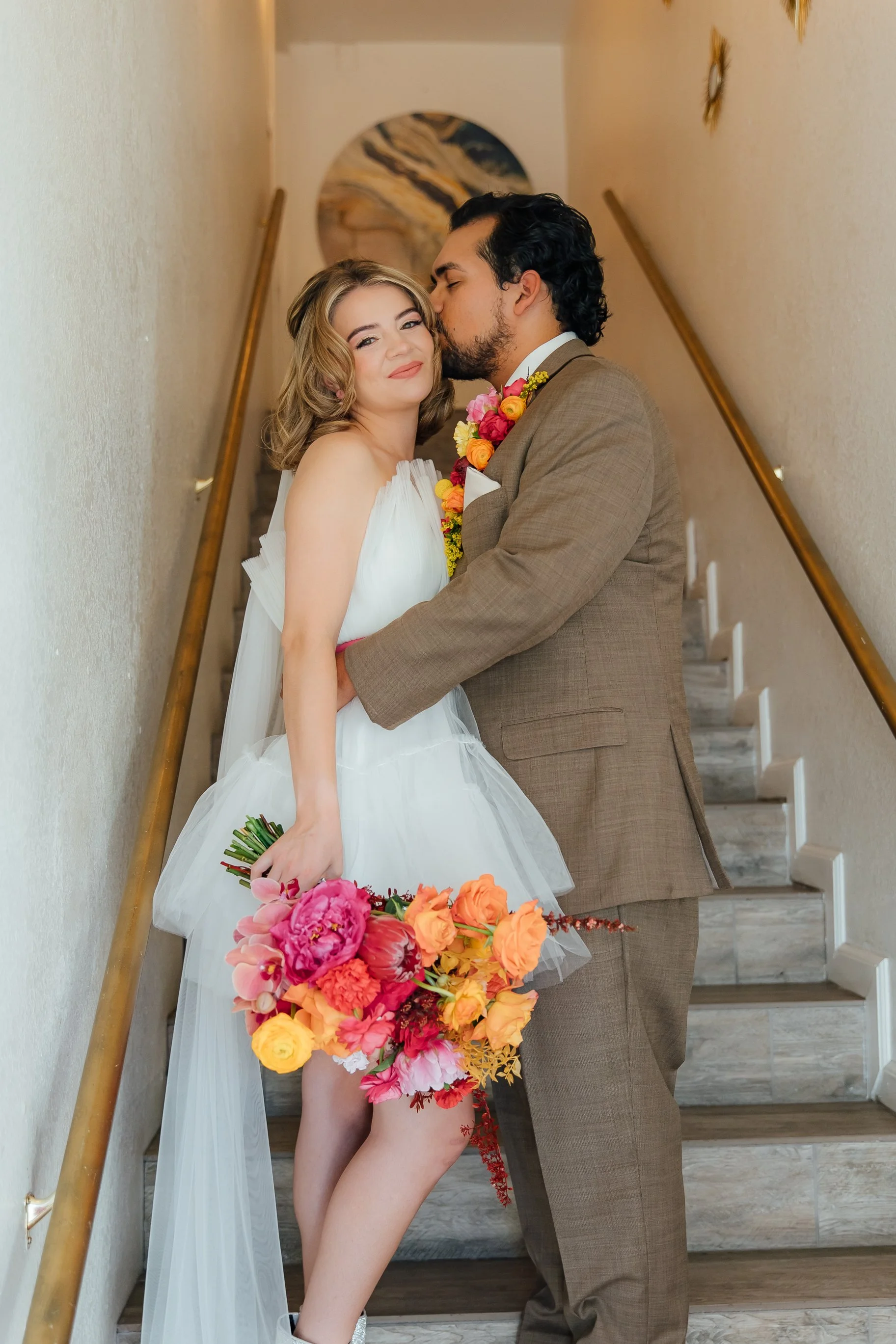 Amelia Thorp Hair & Makeup does a 60’s inspired wedding look on a bride at Tercero by Aldea Weddings
