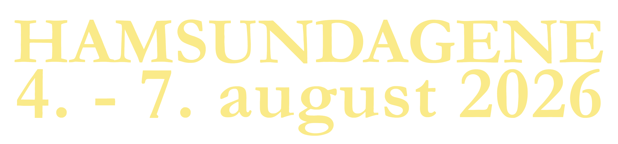 Logoen for Hamsundagene 2026, som varer fra 4. til 7. august 2026.