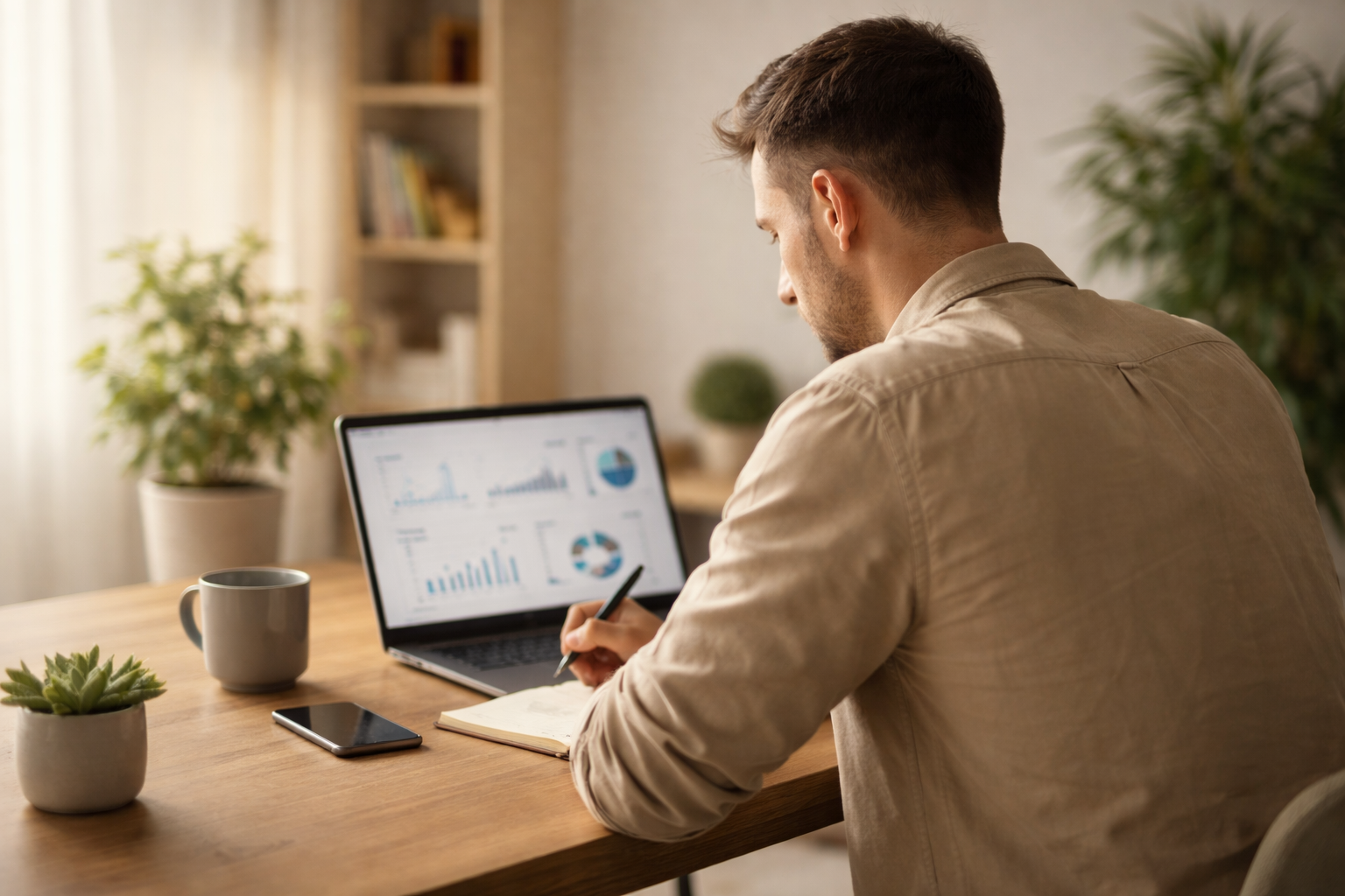 Specialista zapisující si impakt jeho kampaní v Google Ads PPC reklamách