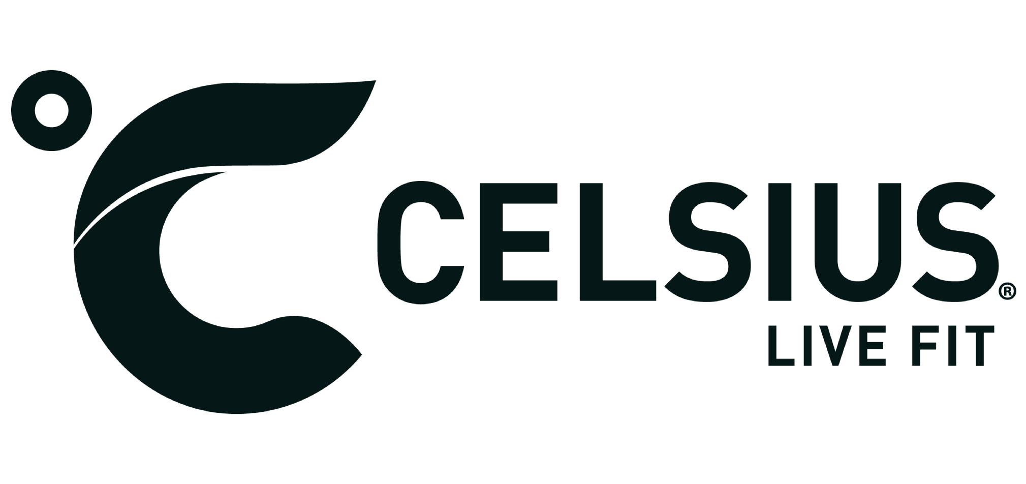Celsius logo with a stylized leaf and water droplet design, accompanied by the words 'CELSIUS LIVE FIT'.