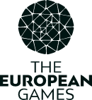 The logo for the European Games, featuring a dark green circle with the text 'THE EUROPEAN GAMES' beneath it.