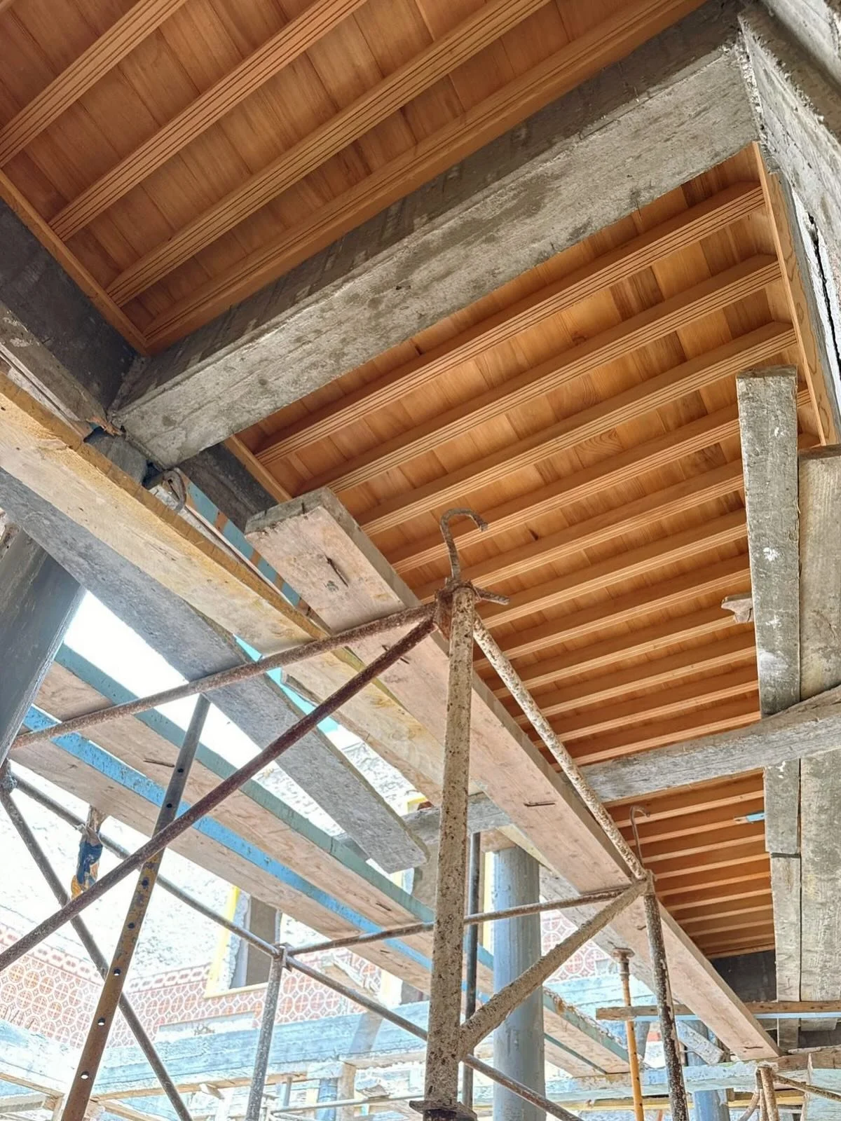 Cedar ceilings going in and already filling the space with its beautiful natural scent