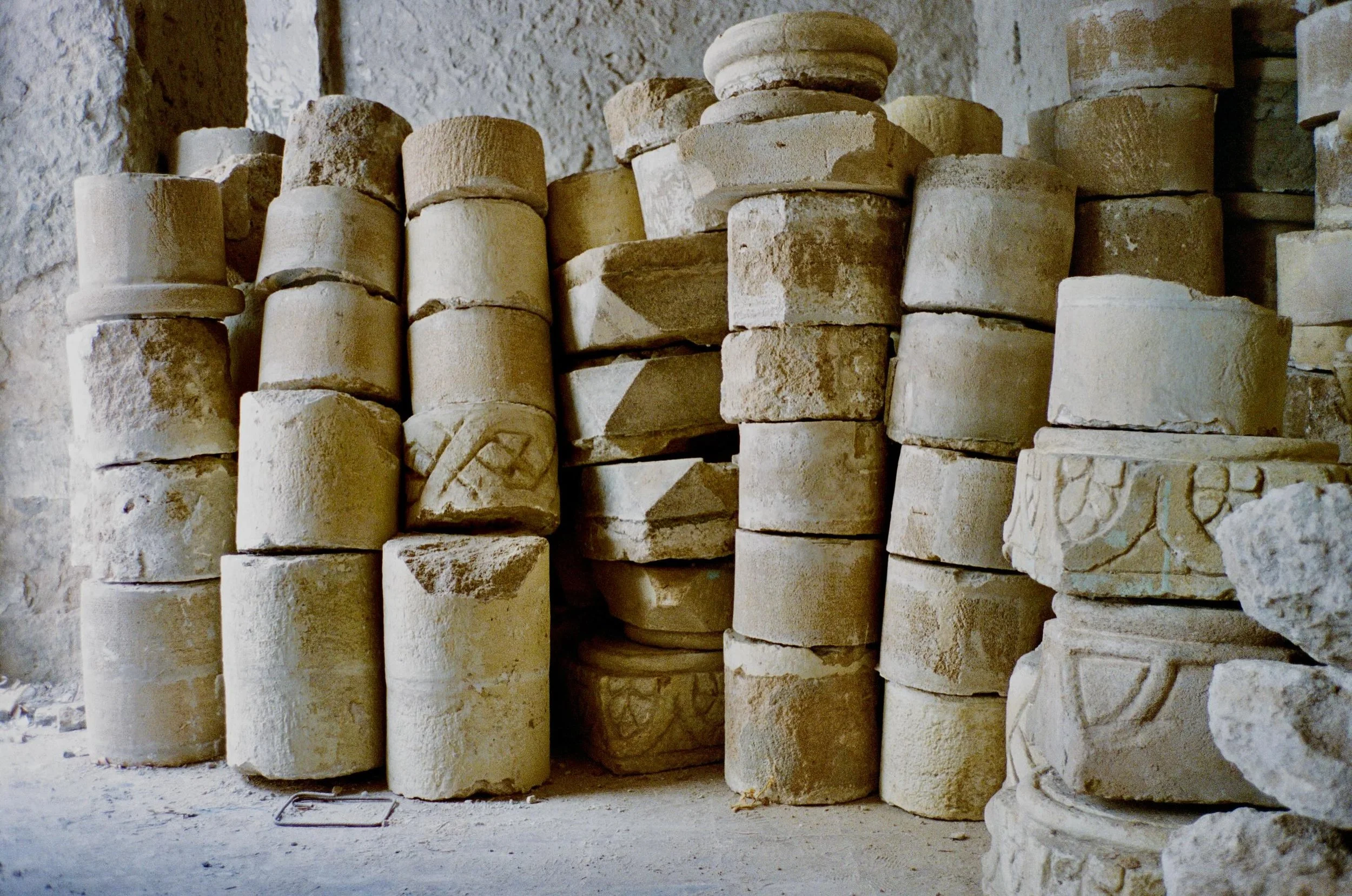 Reassembling the ancient sandstone columns, so they stand for another few centuries