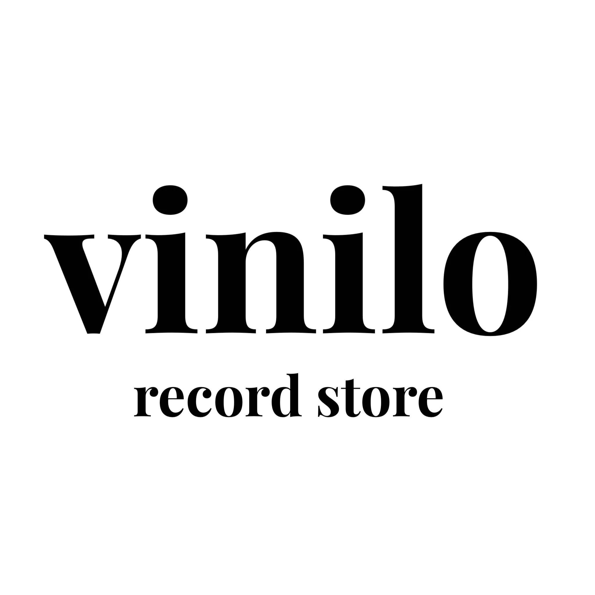 Black text on a white background reads 'record store' with the word 'vinyl' partially visible at the bottom.