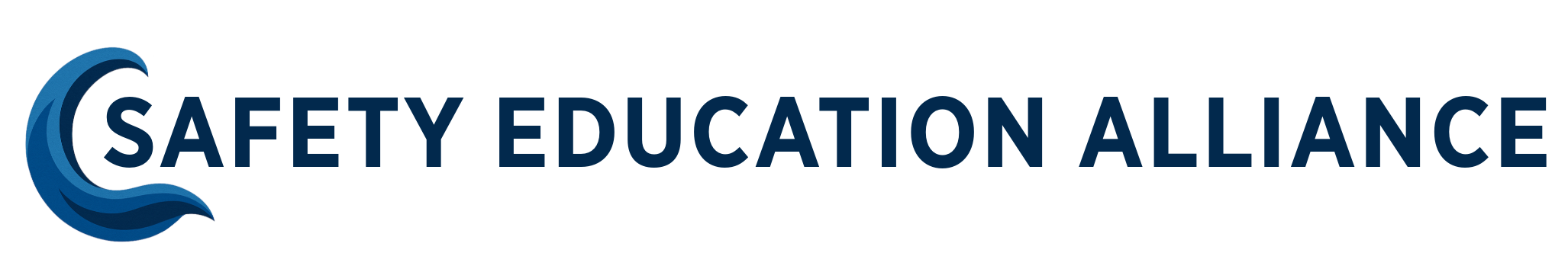 Logo for Safety Education Alliance, featuring a blue stylized wave and text.
